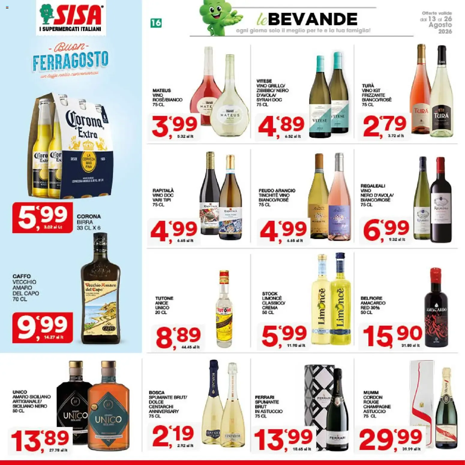 SISA I Supermercati Italiani - Buon Ferragosto da 13 agosto a 26 agosto di 2026 - Pagina del volantino 16