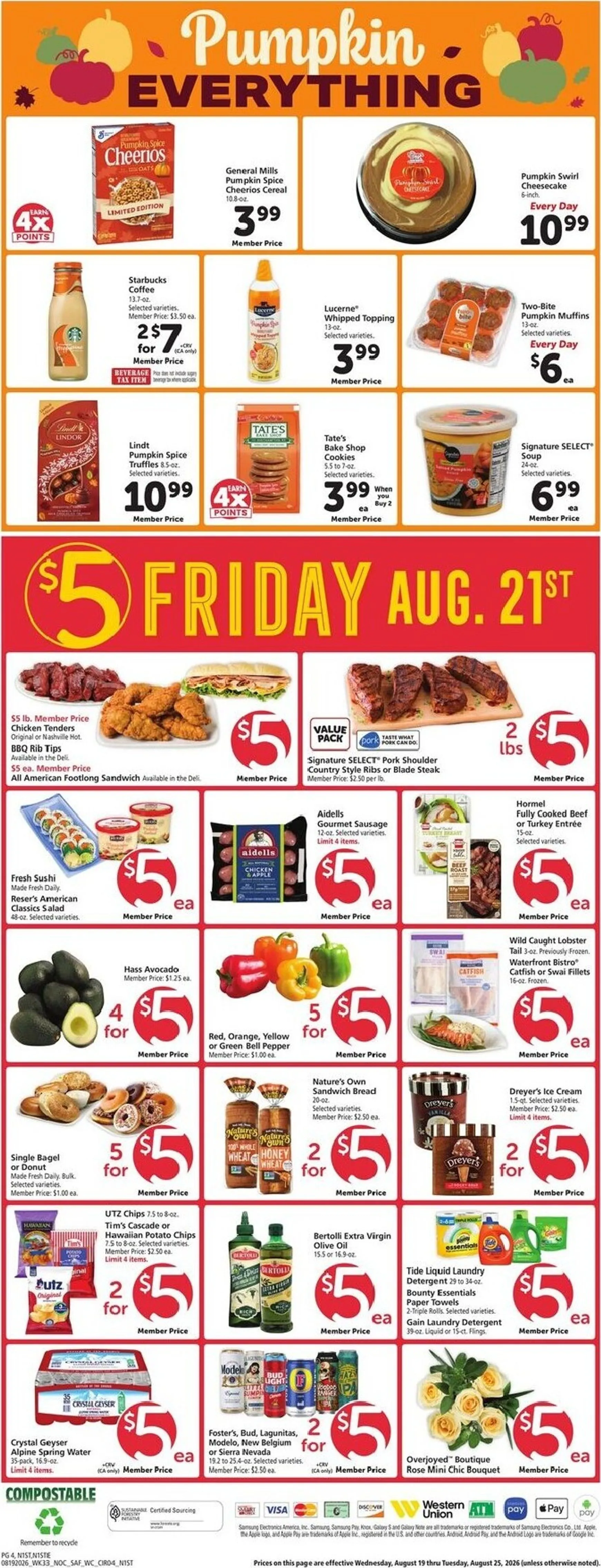 Weekly promotion Current Safeway leaflet valid from Wednesday 08/19/2026 to Tuesday 08/25/2026 spanning from August 19 to August 25 2026 - Page 4 for Catalogue 365