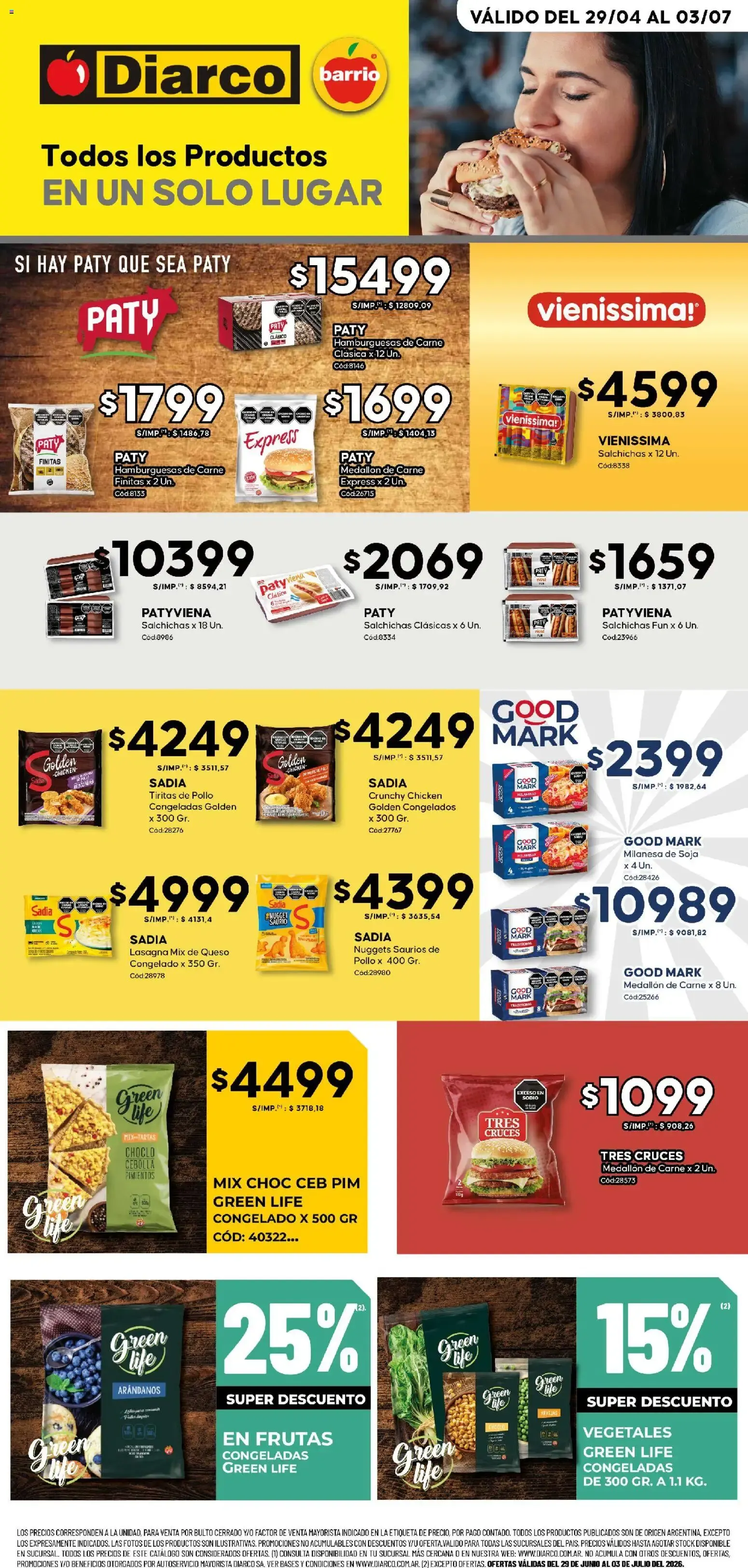 Ofertas de Diarco barrio - Ofertas de Productos Congelados 29 de junio al 3 de julio 2026 - Página 1 del catálogo