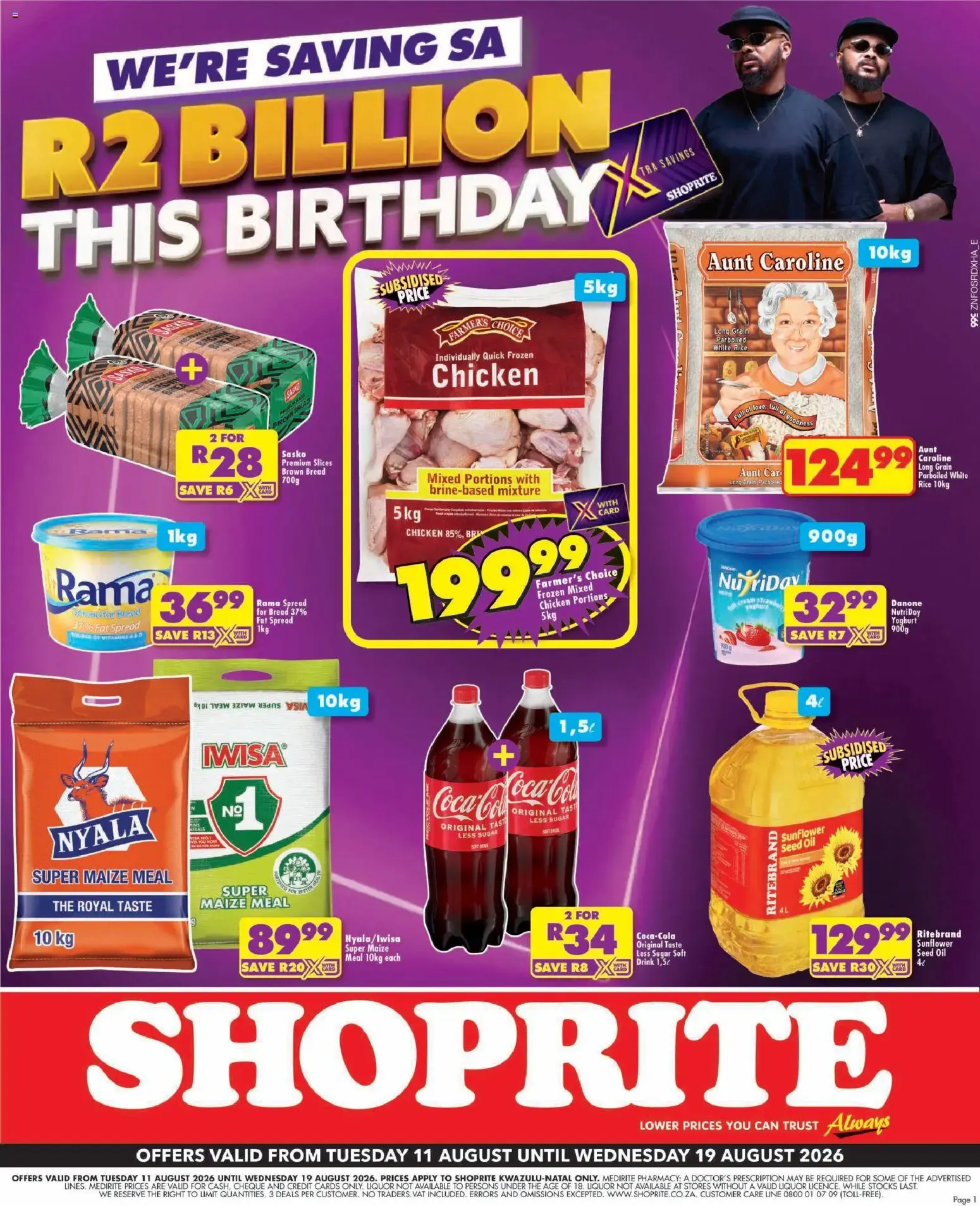 Shoprite: We're Saving SA R2 Billion This Birthday from 11 August to 19 August 2026 - Catalogue Page 1