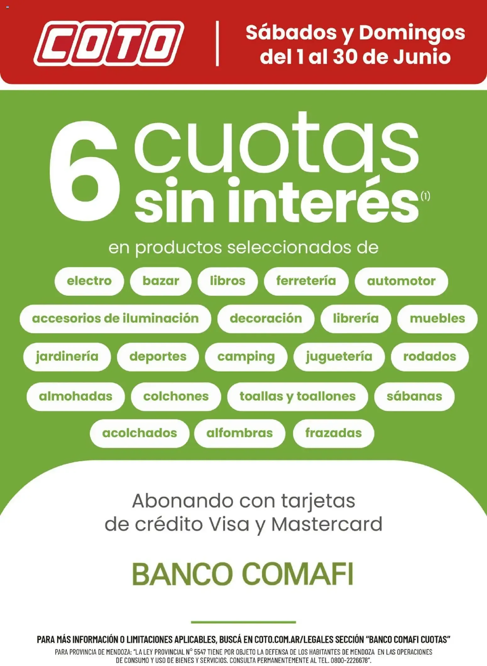 Ofertas de Coto: 6 cuotas sin interés con Banco Comafi 1 de junio al 30 de junio 2026 - Página 1 del catálogo