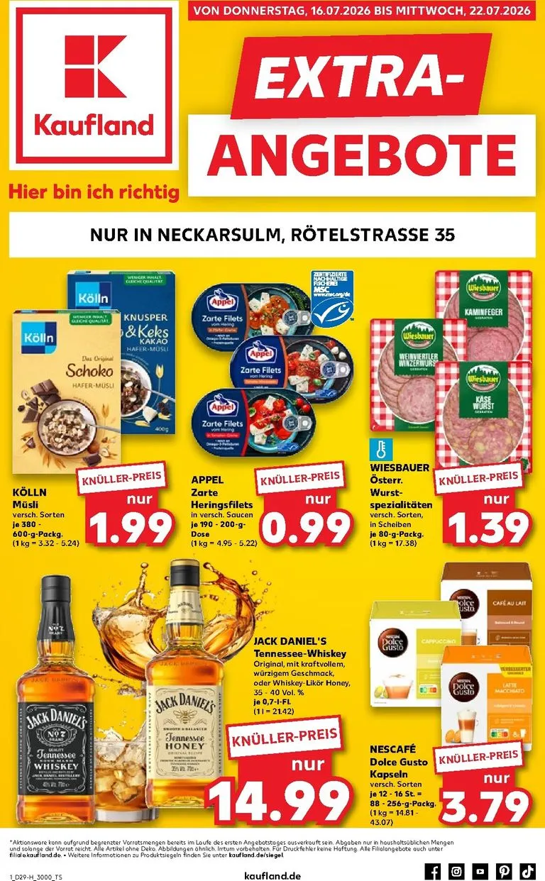 Kaufland - Neckarsulm Prospekt nächste Woche – von Donnerstag 16.07.2026 bis Mittwoch 22.07.2026 von 16. Juli bis 22. Juli 2026 - Prospekt seite 1
