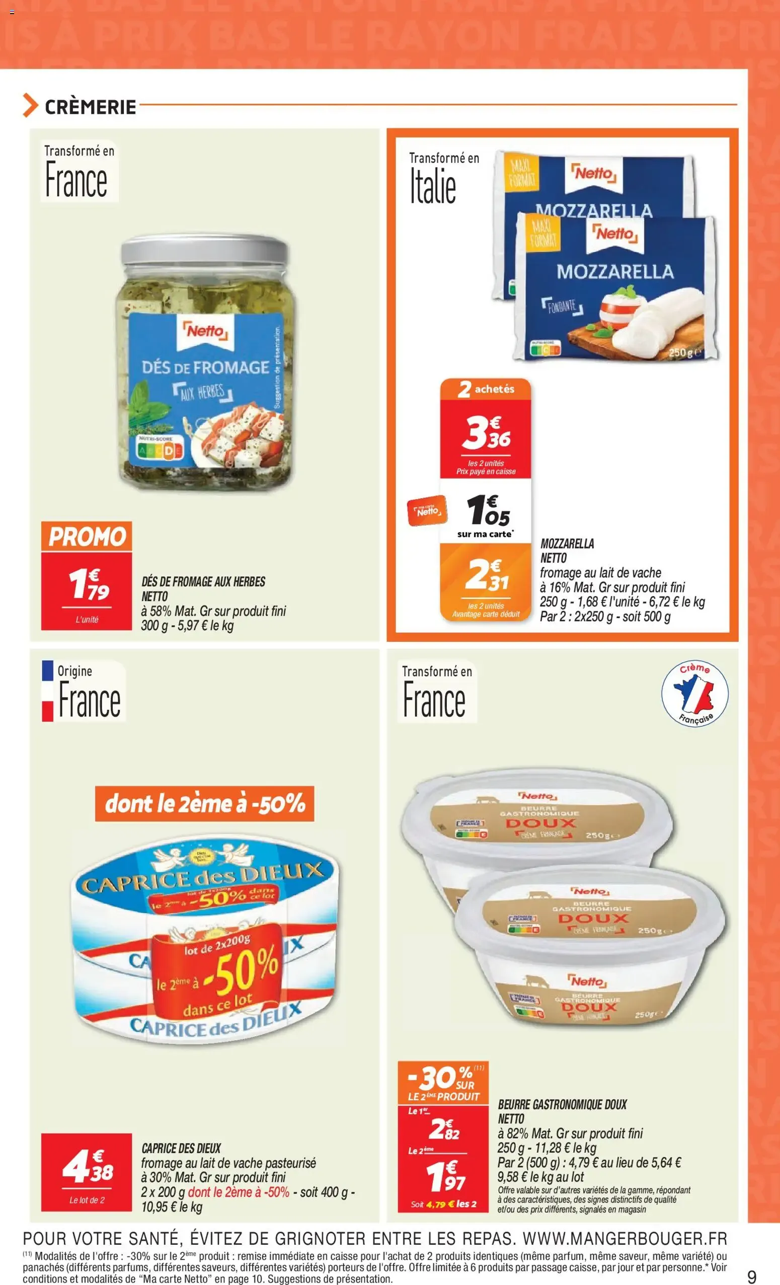 Netto - le rayon frais à prix bas à partir du 28/07/2026 - promo en ligne du 28 juillet au 3 août 2026 - Catalogue page 9