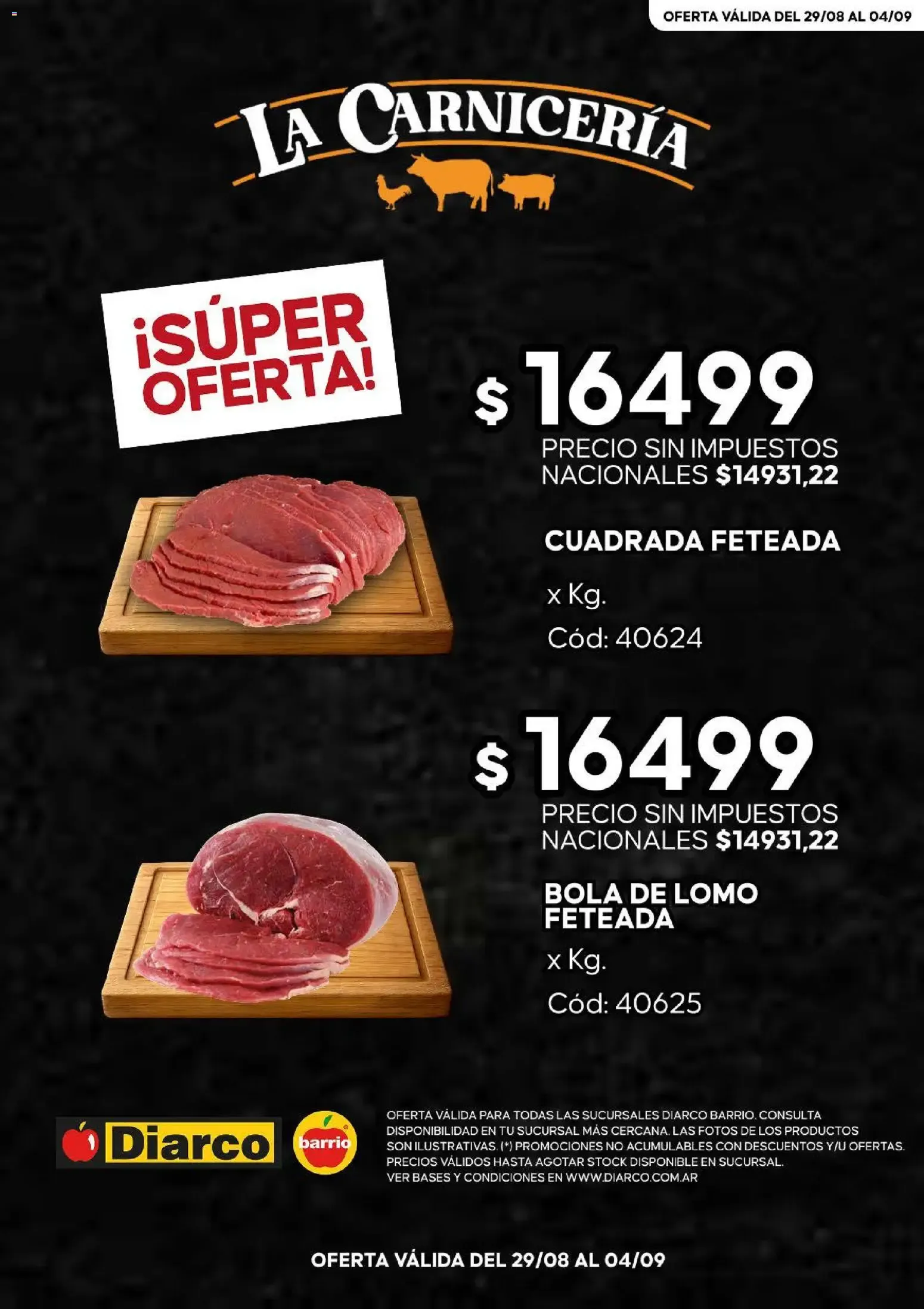 Ofertas de Diarco - Oferta La Carnicería del 29/08 al 04/09 29 de agosto al 4 de septiembre 2026 - Página 1 del catálogo
