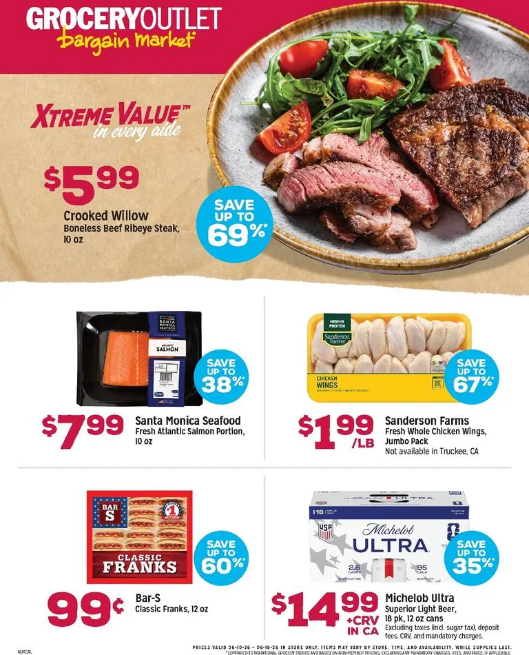 Current Grocery Outlet leaflet valid from Wednesday 06/10/2026 to Tuesday 06/16/2026