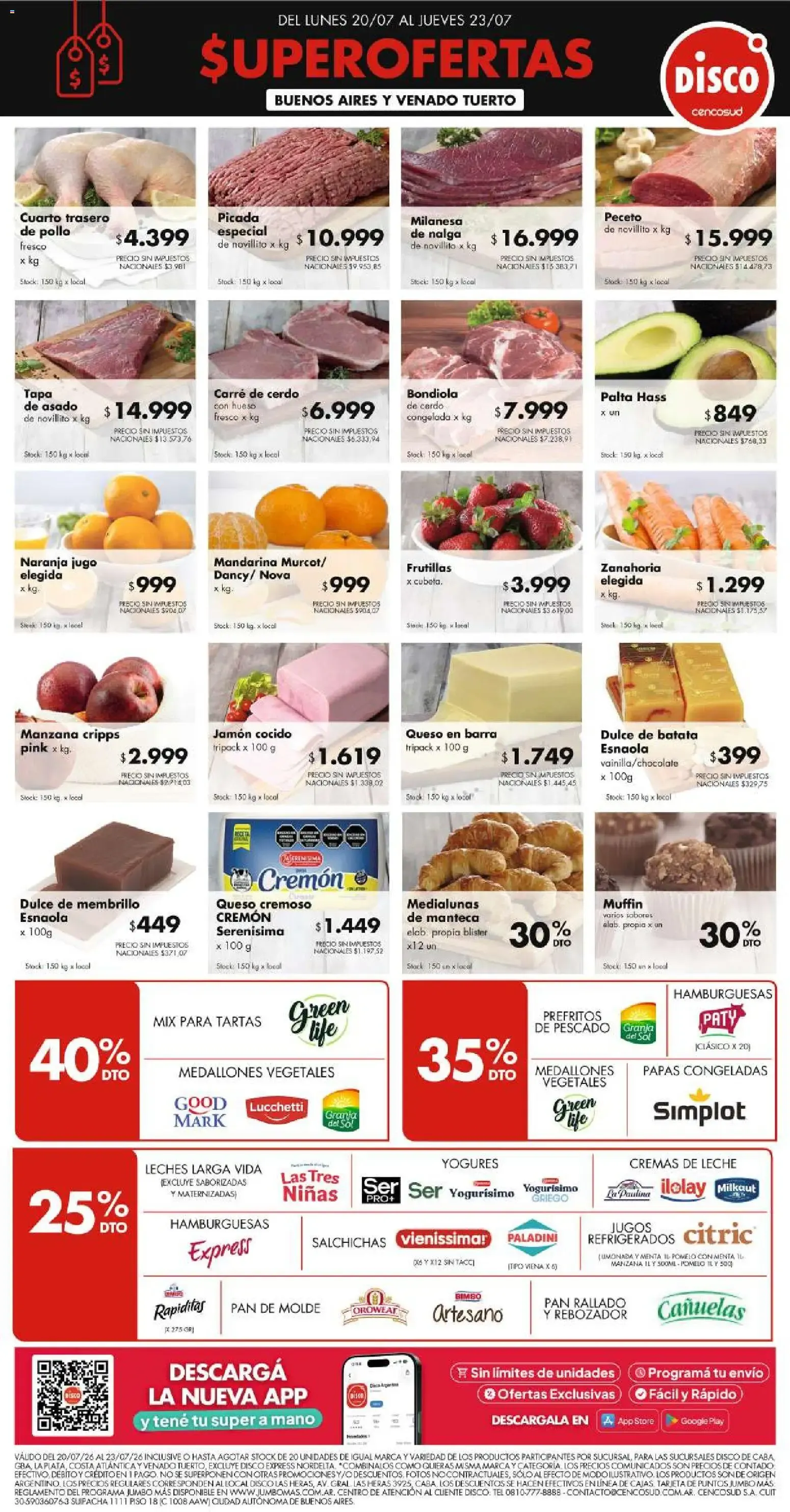 Ofertas de Superofertas Disco Cencosud 20 de julio al 23 de julio 2026 - Página 1 del catálogo