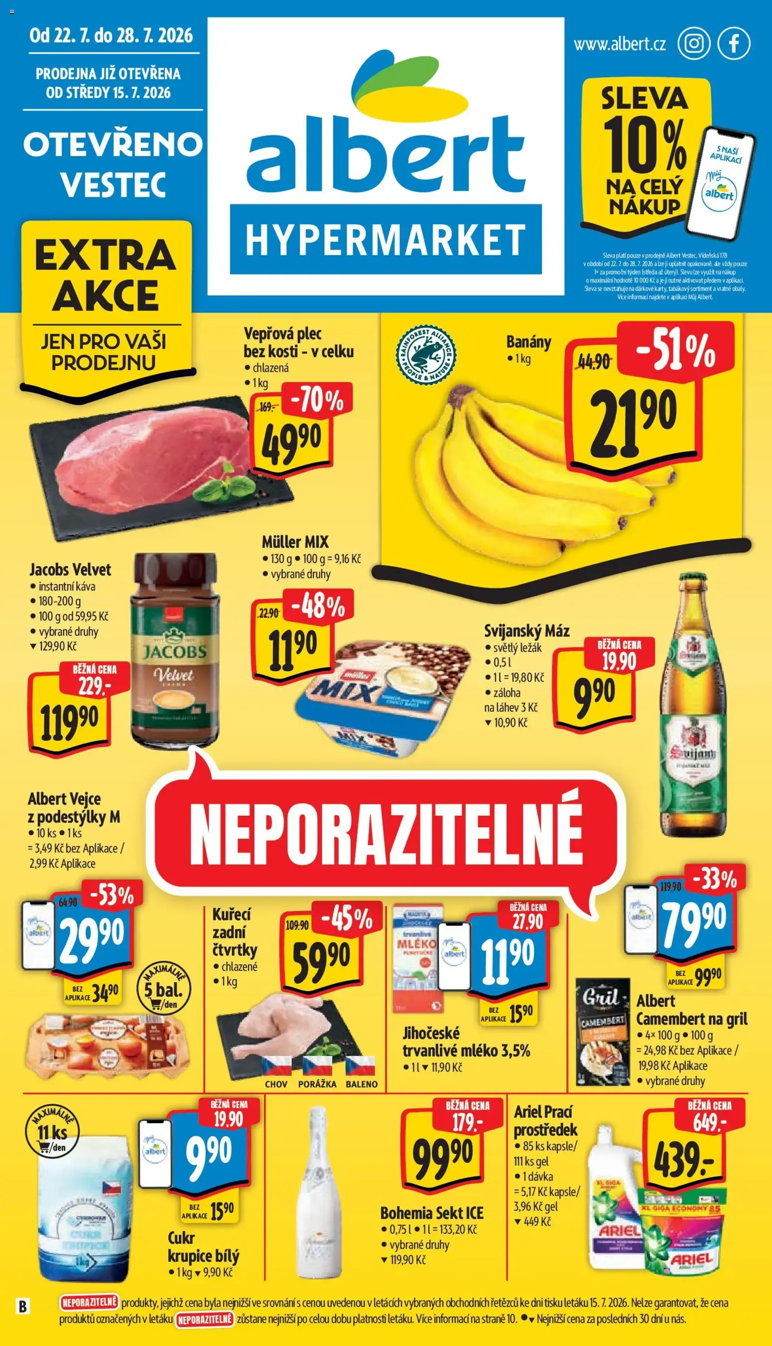 Albert leták - Hypermarket - Vestec od 22.07.2026 - Akční leták