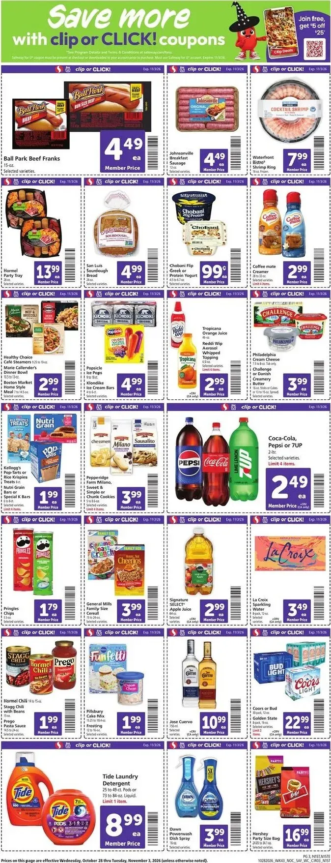 Weekly ad Current Safeway leaflet valid from Wednesday 10/28/2026 to Tuesday 11/03/2026 from October 28 to November 3 2026 - Page 3