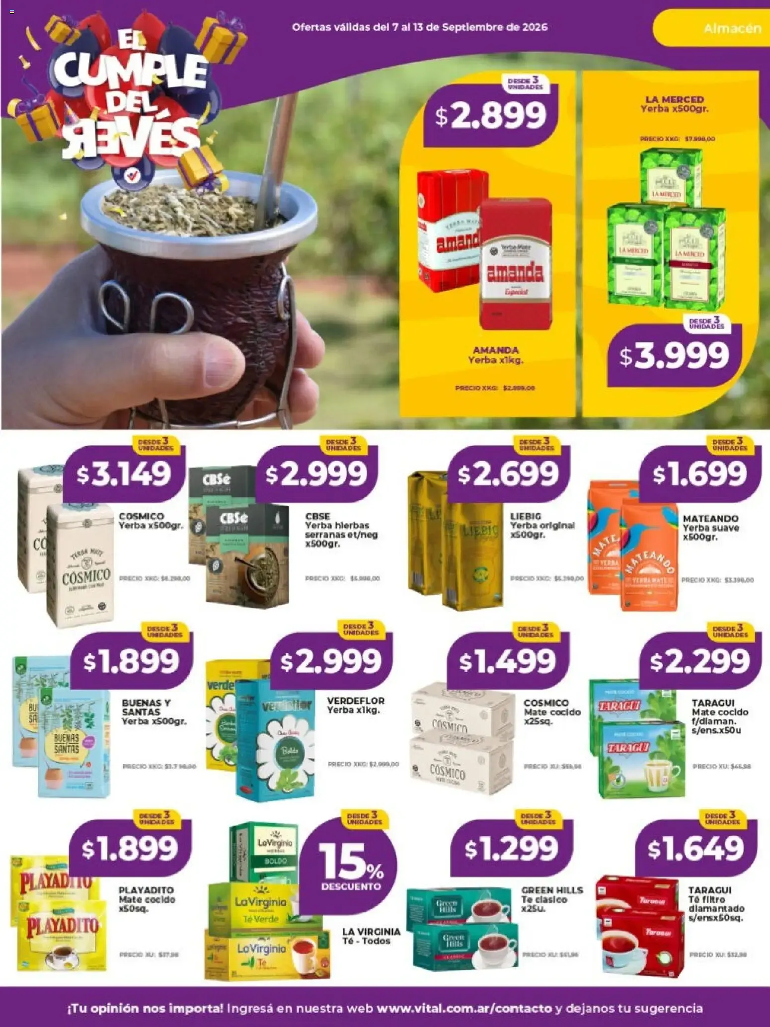 Ofertas de Vital Super Mayorista - El Cumple del Revés 7 de septiembre al 13 de septiembre 2026 - Página 21 del catálogo