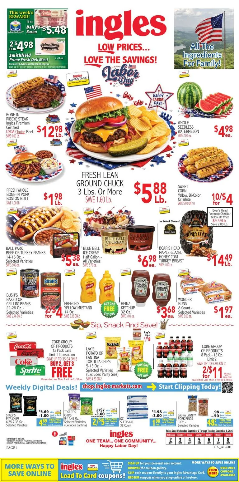 Current Ingles Markets leaflet valid from Wednesday 09/02/2026 to Tuesday 09/08/2026