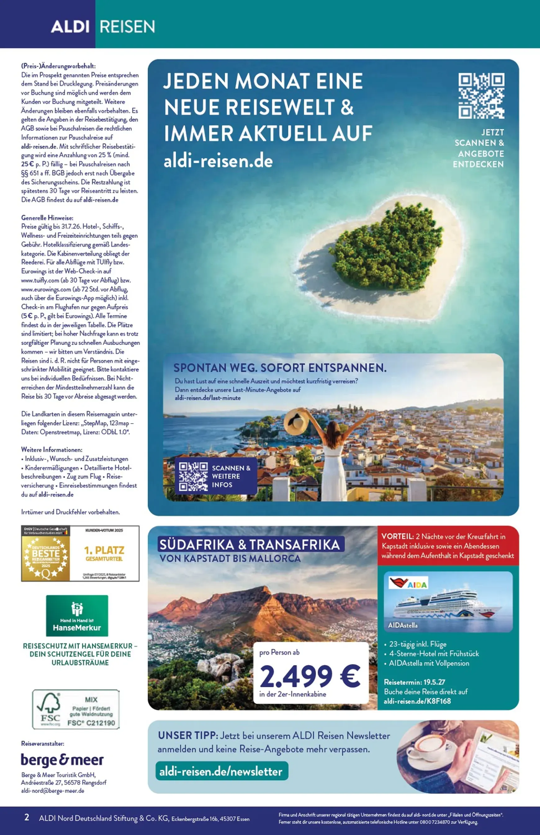 ALDI REISEN - Die Welt Entdecken! von 1. Juli bis 31. Juli 2026 - Prospekt seite 2