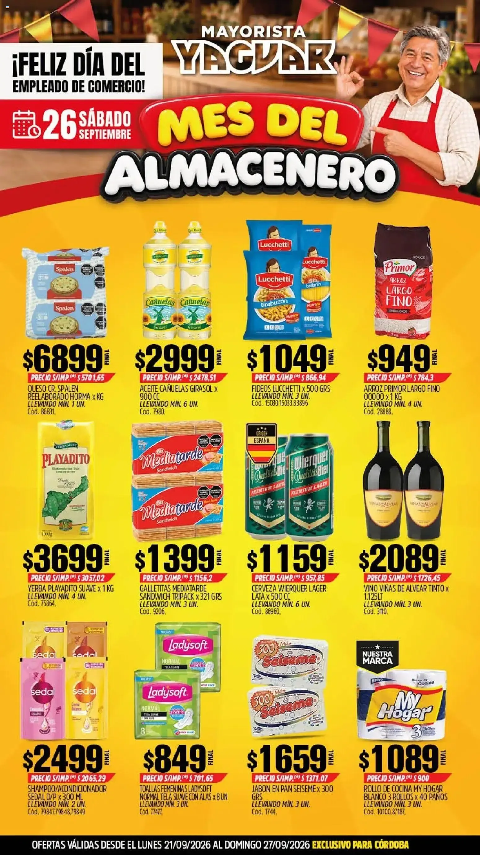 Ofertas de Mayorista Yaguar - Mes del Almacenero 21 de septiembre al 27 de septiembre 2026 - Página 1 del catálogo