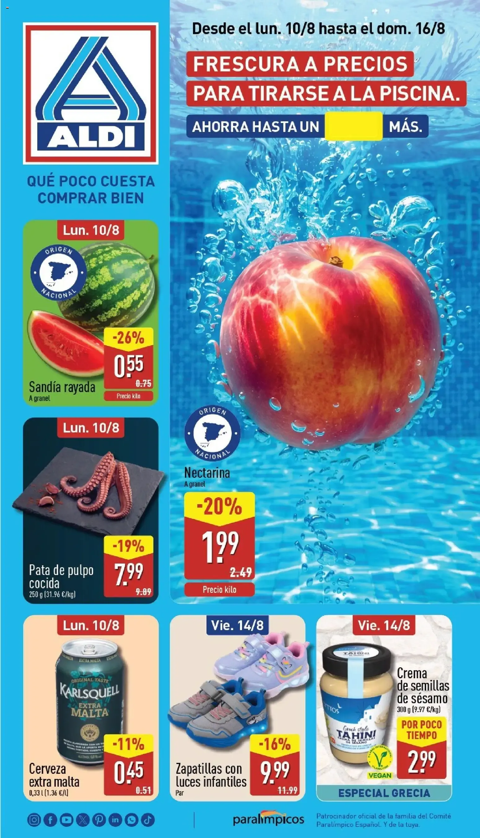 Catálogo de Aldi: Frescura a Precios para Tirarse a la Piscina 10 de agosto al 16 de agosto 2026 - Página 1