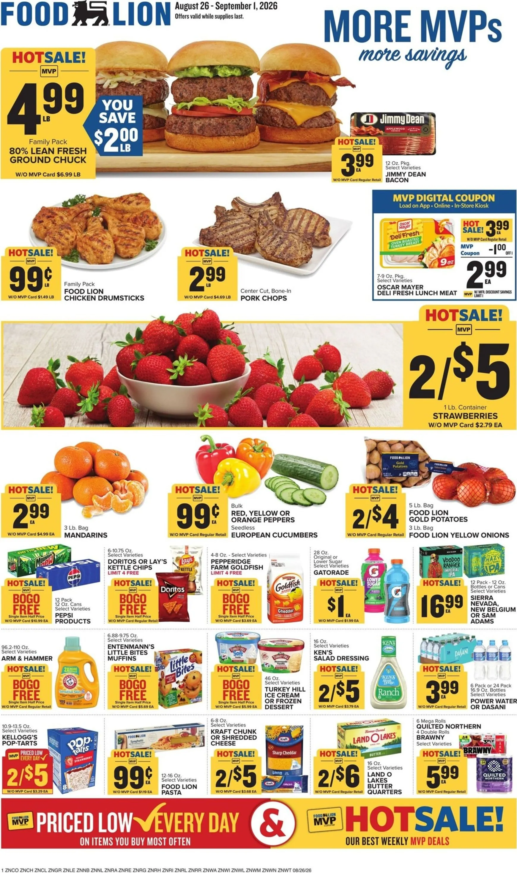 Weekly promotion Current Food Lion leaflet valid from Wednesday 08/26/2026 to Tuesday 09/01/2026 spanning from August 26 to September 1 2026 - Page 1 for Catalogue 365