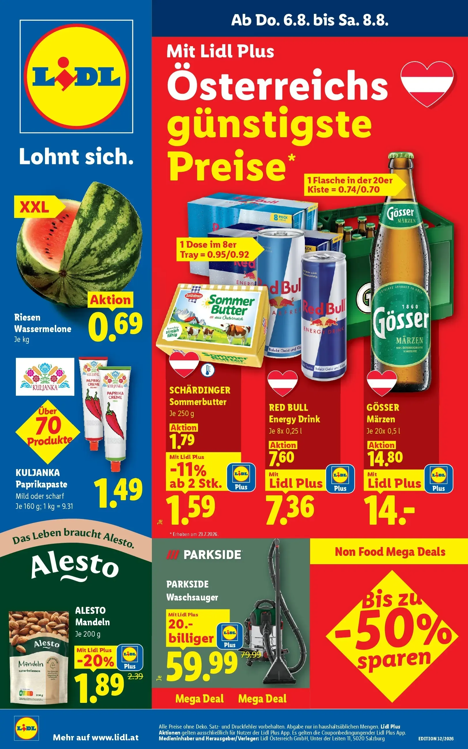 Lidl Plus Österreichs günstigste Preise von 6. August bis 8. August 2026 - Flugblätt seite 1