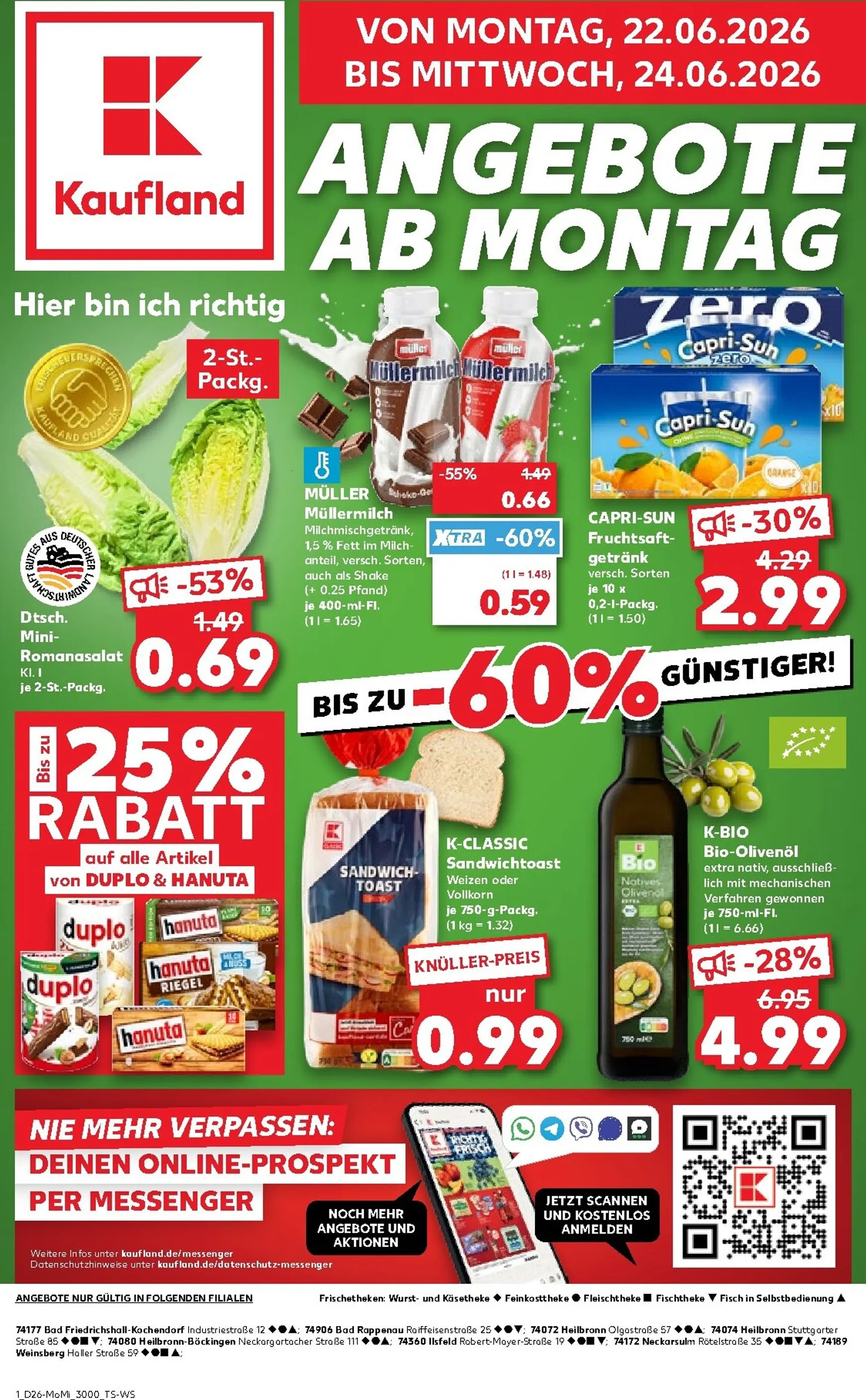 Kaufland - Angebote ab Montag Prospekt – von Montag 22.06.2026 bis Mittwoch 24.06.2026 von 22. Juni bis 24. Juni 2026 - Prospekt seite 1