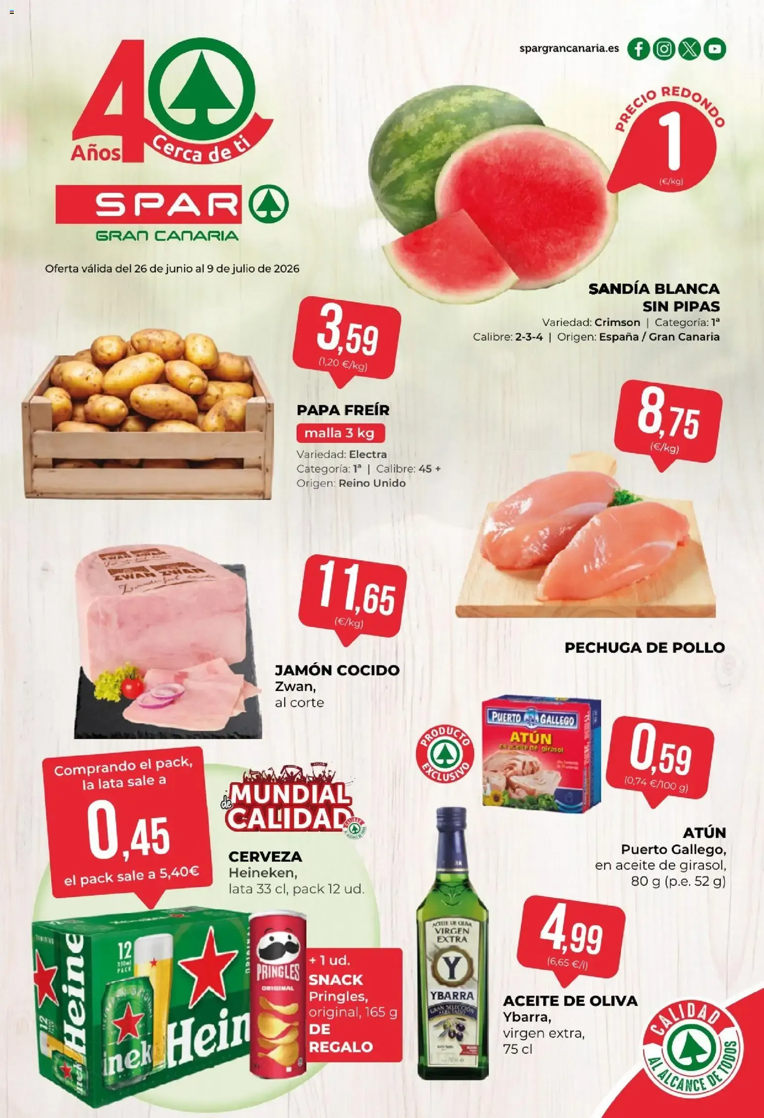 Catálogo de Spar Gran Canaria - 40 Años Cerca de ti 26 de junio al 9 de julio 2026 - Página 1