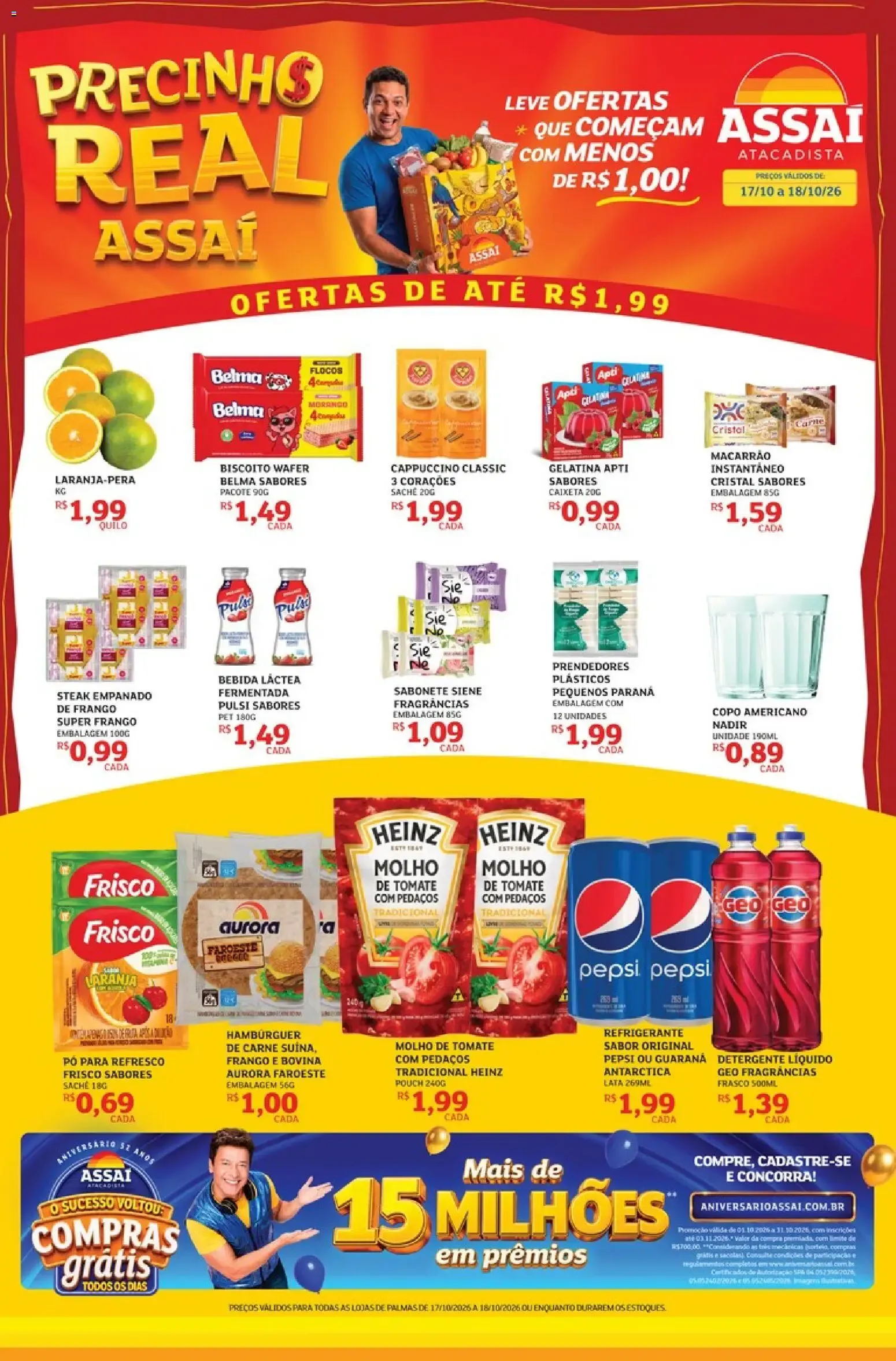 Encarte de Assaí Atacadista: Precinho Real e Ofertas até R$1,99 17 de outubro até 18 de outubro 2026 - Pagina 1