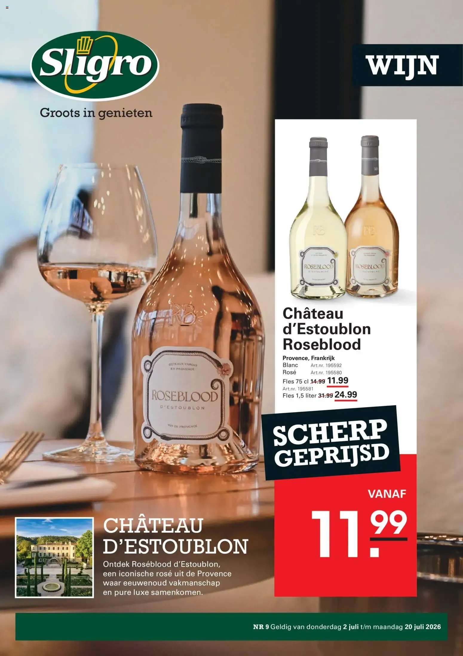 Sligro: Vinos Château d'Estoublon Roseblood van 2 juli tot 20 juli 2026 - Folder pagina 1