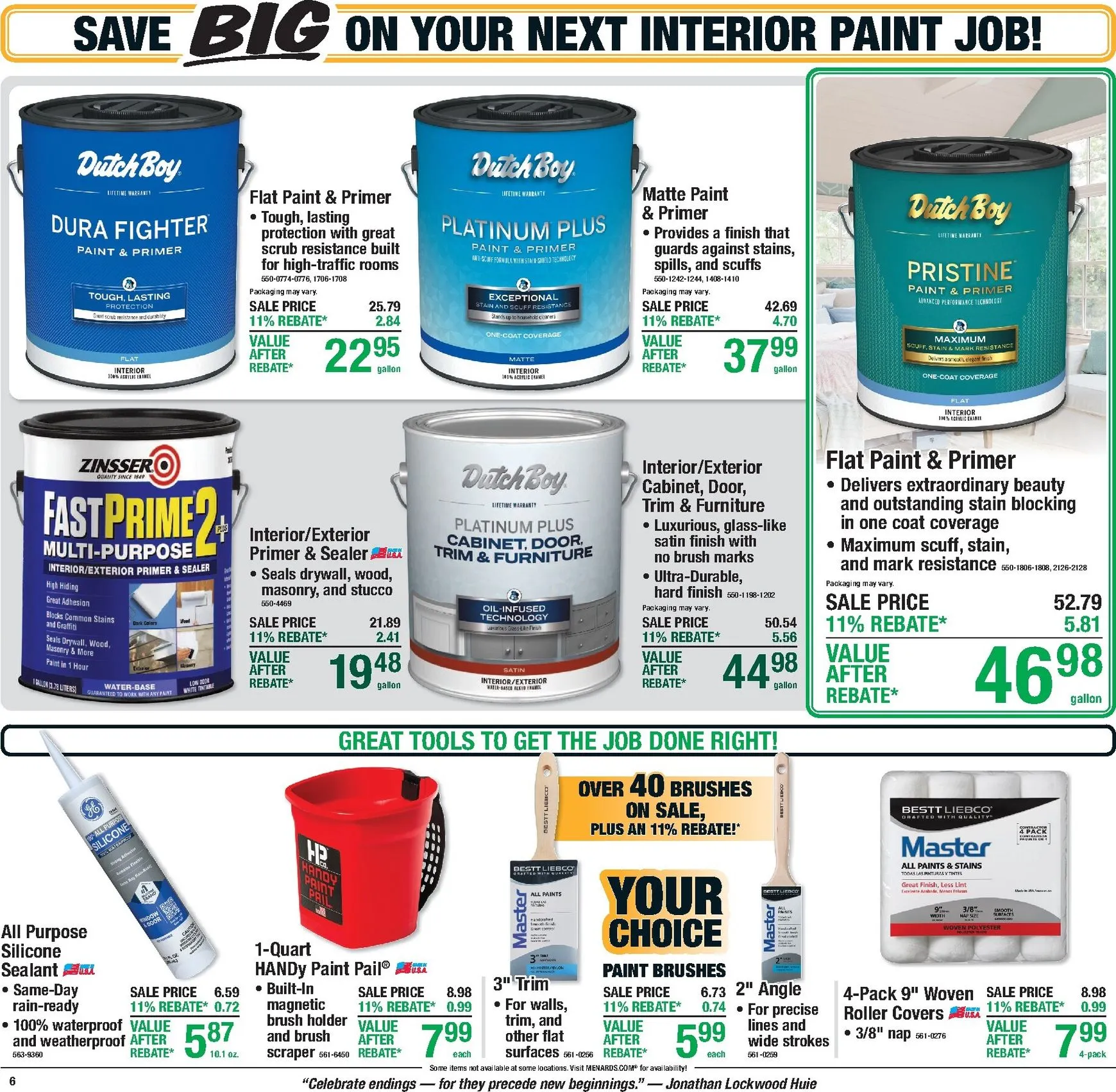 Weekly promotion Current Menards - 11% Rebate* Sale leaflet valid from Thursday 10/01/2026 to Sunday 10/11/2026 spanning from October 1 to October 11 2026 - Page 9 for Catalogue 365
