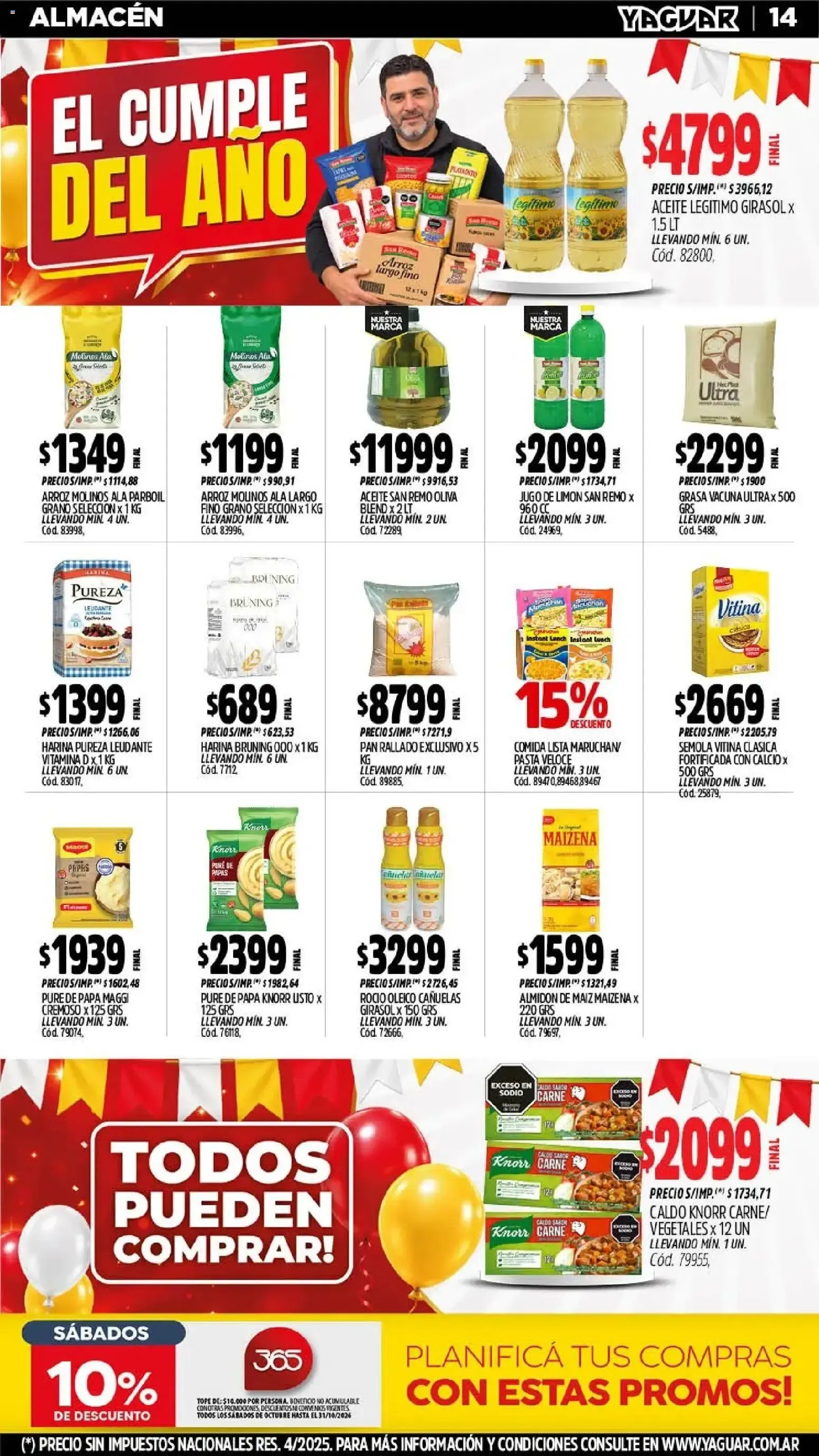Ofertas de Mayorista Yaguar - El Cumple del Año 38 - Oferta Semanal Trelew 5 de octubre al 11 de octubre 2026 - Página 12 del catálogo