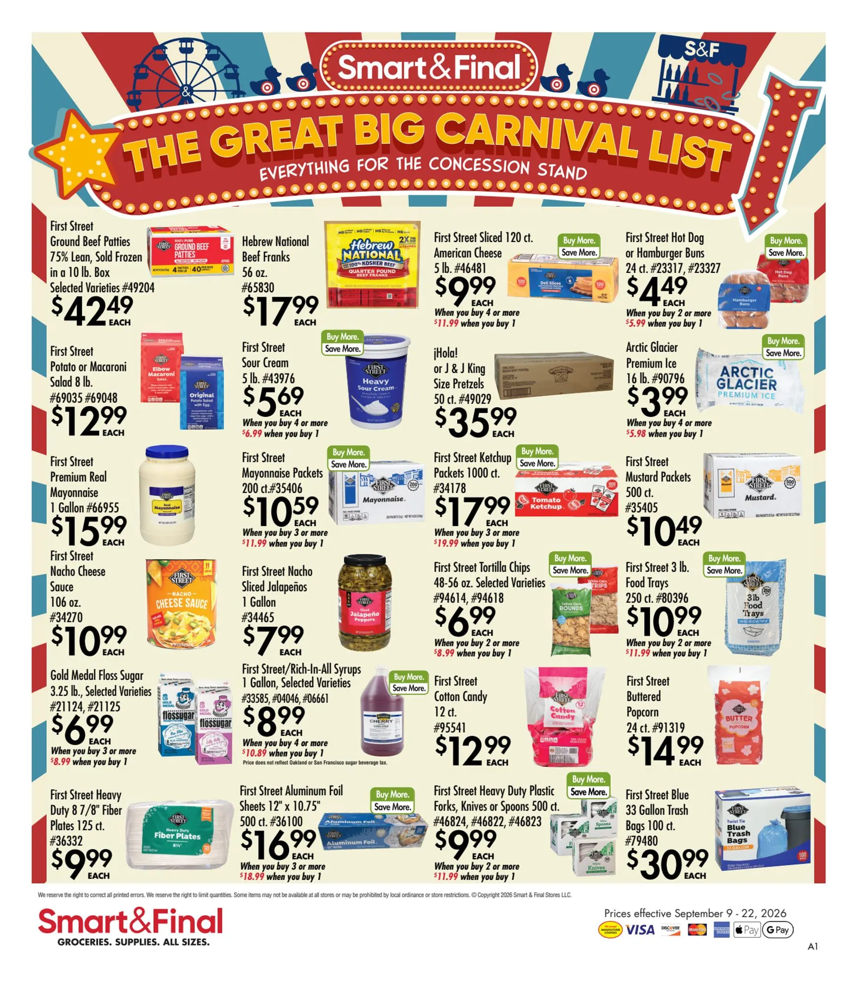 Current Smart & Final - The Great Big Carnival List leaflet valid from Wednesday 09/09/2026 to Tuesday 09/22/2026