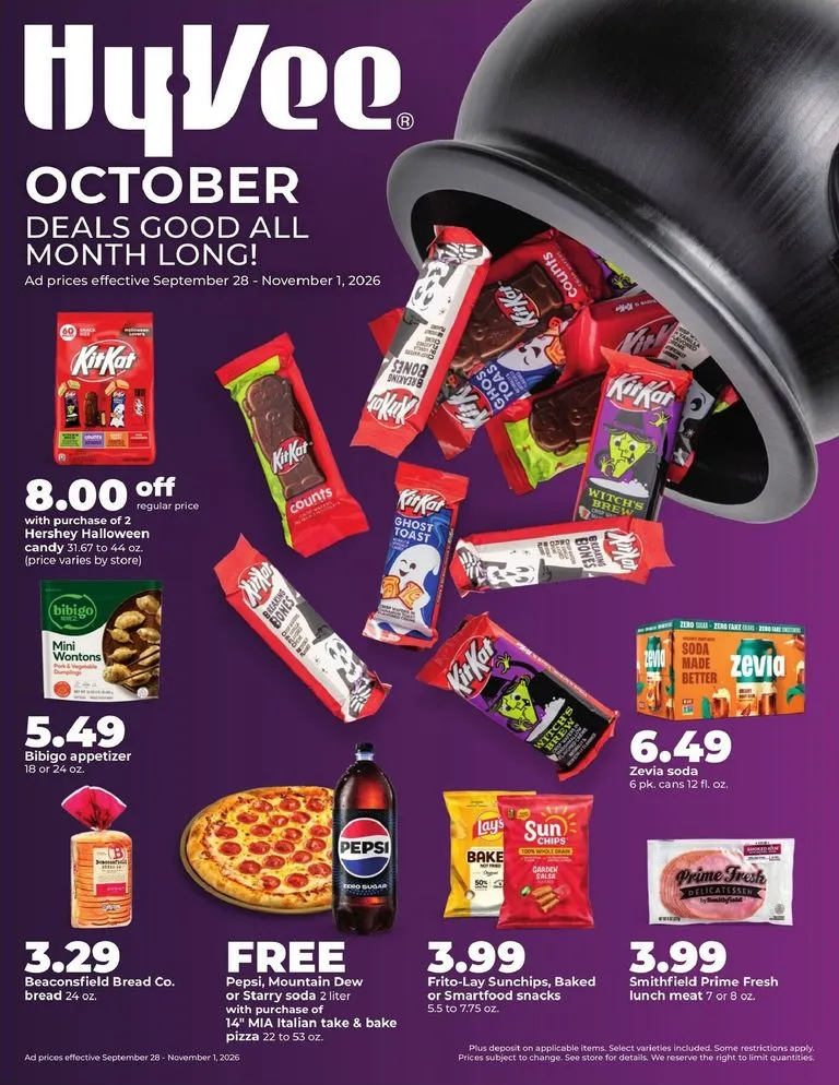 Current Hy Vee - Deals Good ALL Month Long leaflet valid from Monday 09/28/2026 to Sunday 11/01/2026