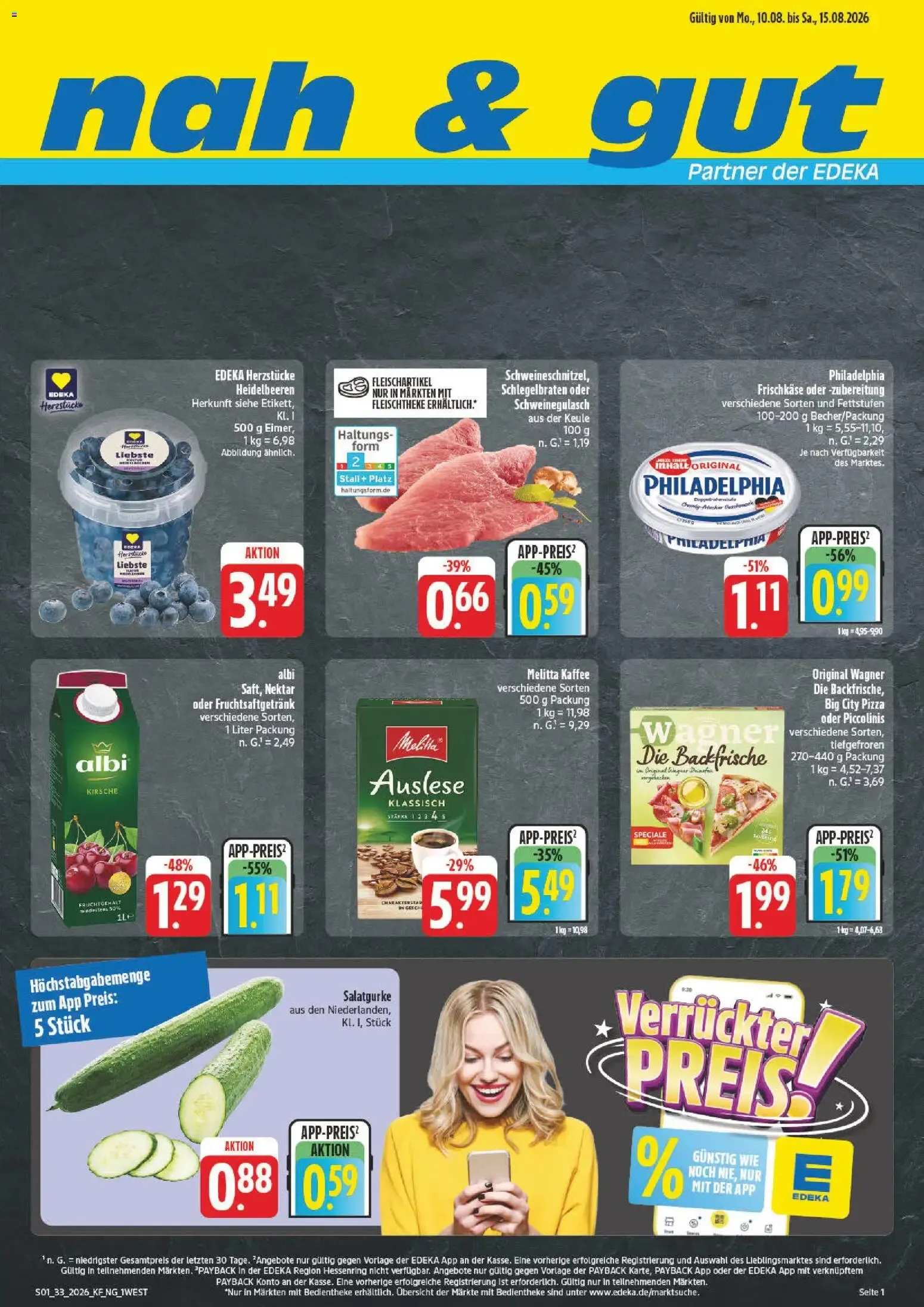 nah & gut Prospekt (ab 10.08.2026) zum Blättern von 10. August bis 15. August 2026 - Prospekt seite 1