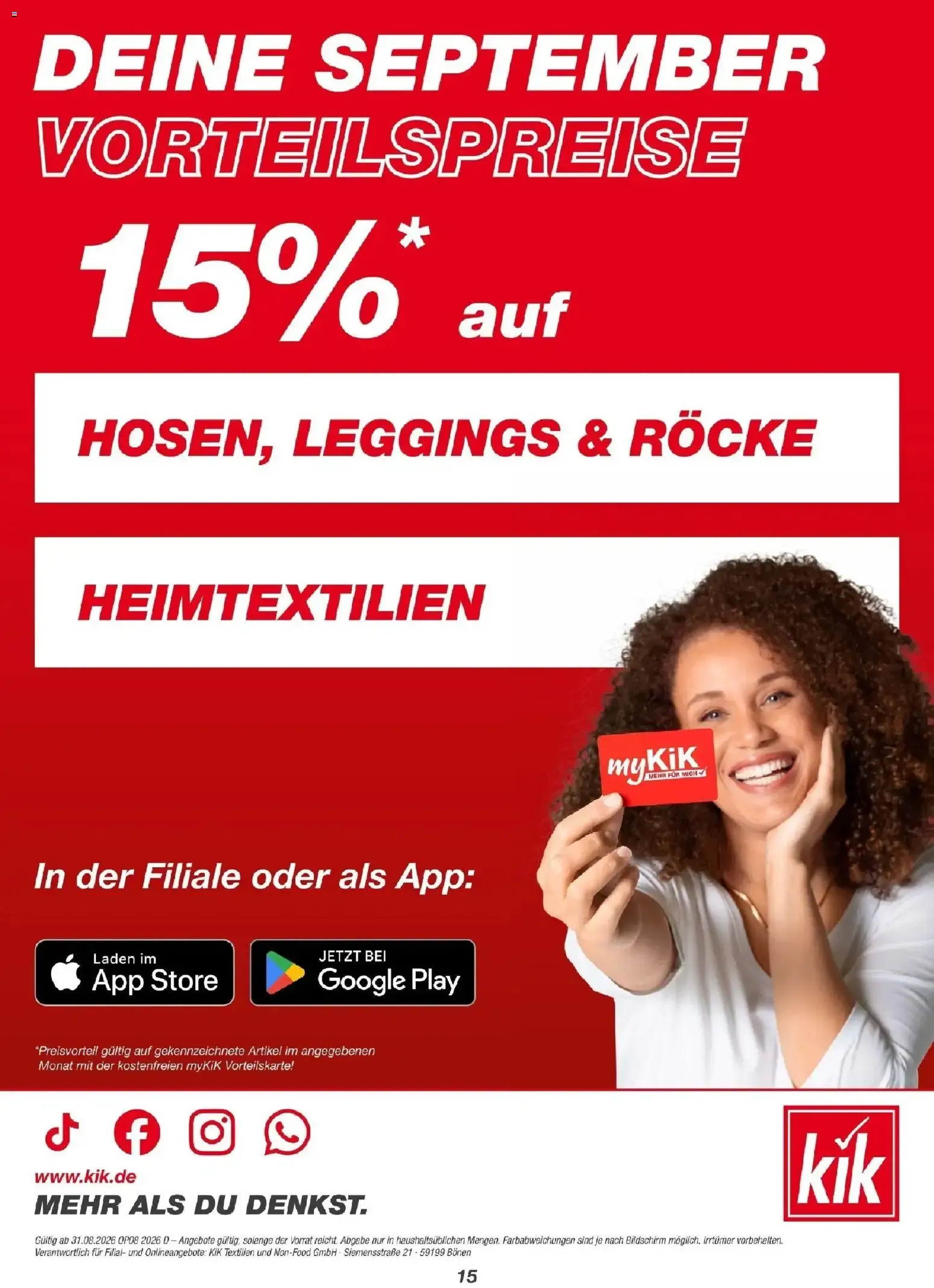 KiK Mehr für den Herbst und die besonderen Momente vom 31.08.2026 – Angebote online von 31. August bis 6. September 2026 - Prospekt seite 15