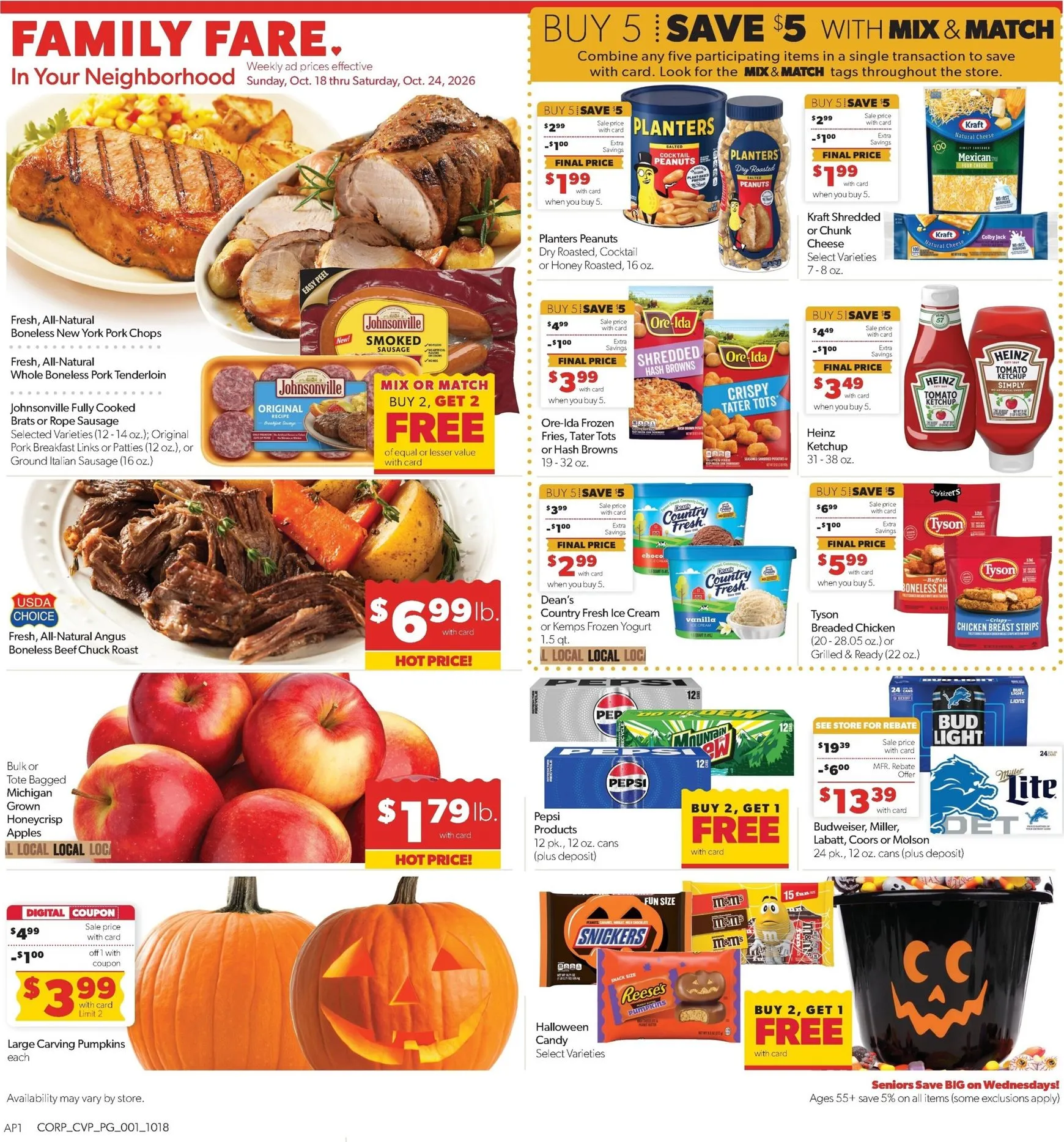 Weekly promotion Current Family Fare leaflet valid from Sunday 10/18/2026 to Saturday 10/24/2026 spanning from October 18 to October 24 2026 - Page 1 for Catalogue 365