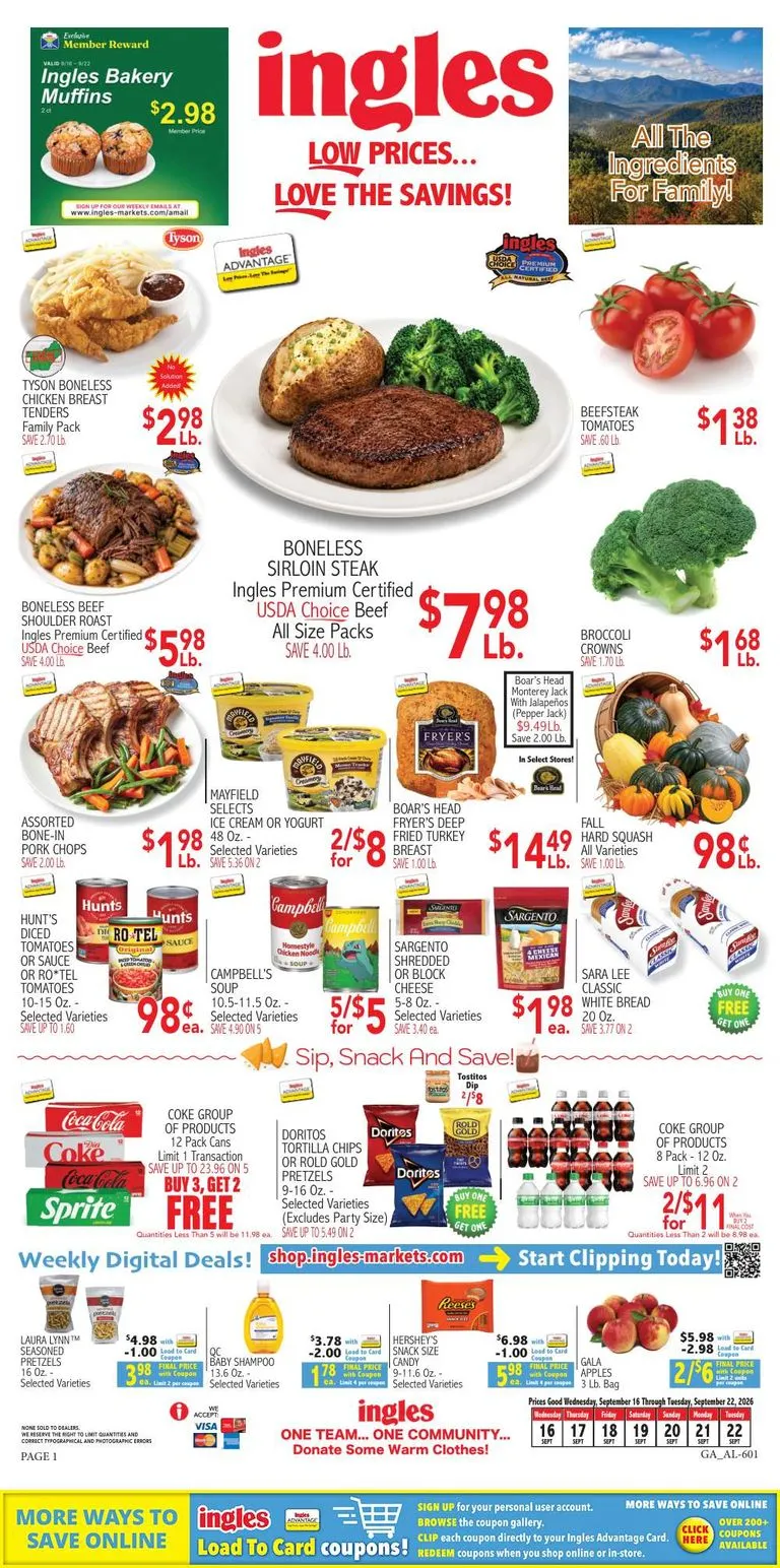 Weekly ad Current Ingles Markets leaflet valid from Wednesday 09/16/2026 to Tuesday 09/22/2026 from September 16 to September 22 2026 - Page 1