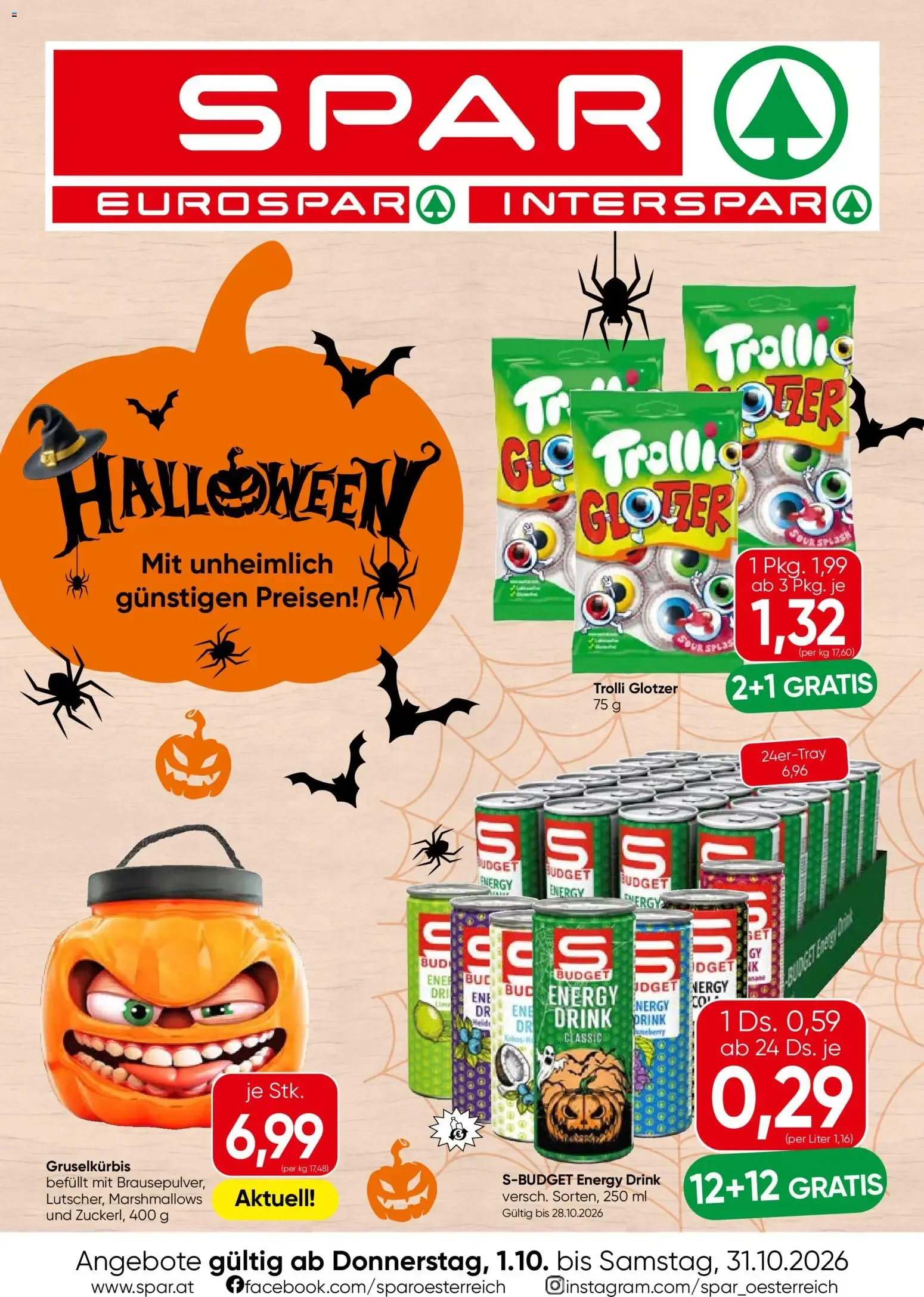 Spar Halloween (01.10.2026) - Angebote und Prospekt von 1. Oktober bis 31. Oktober 2026 - Flugblätt seite  1