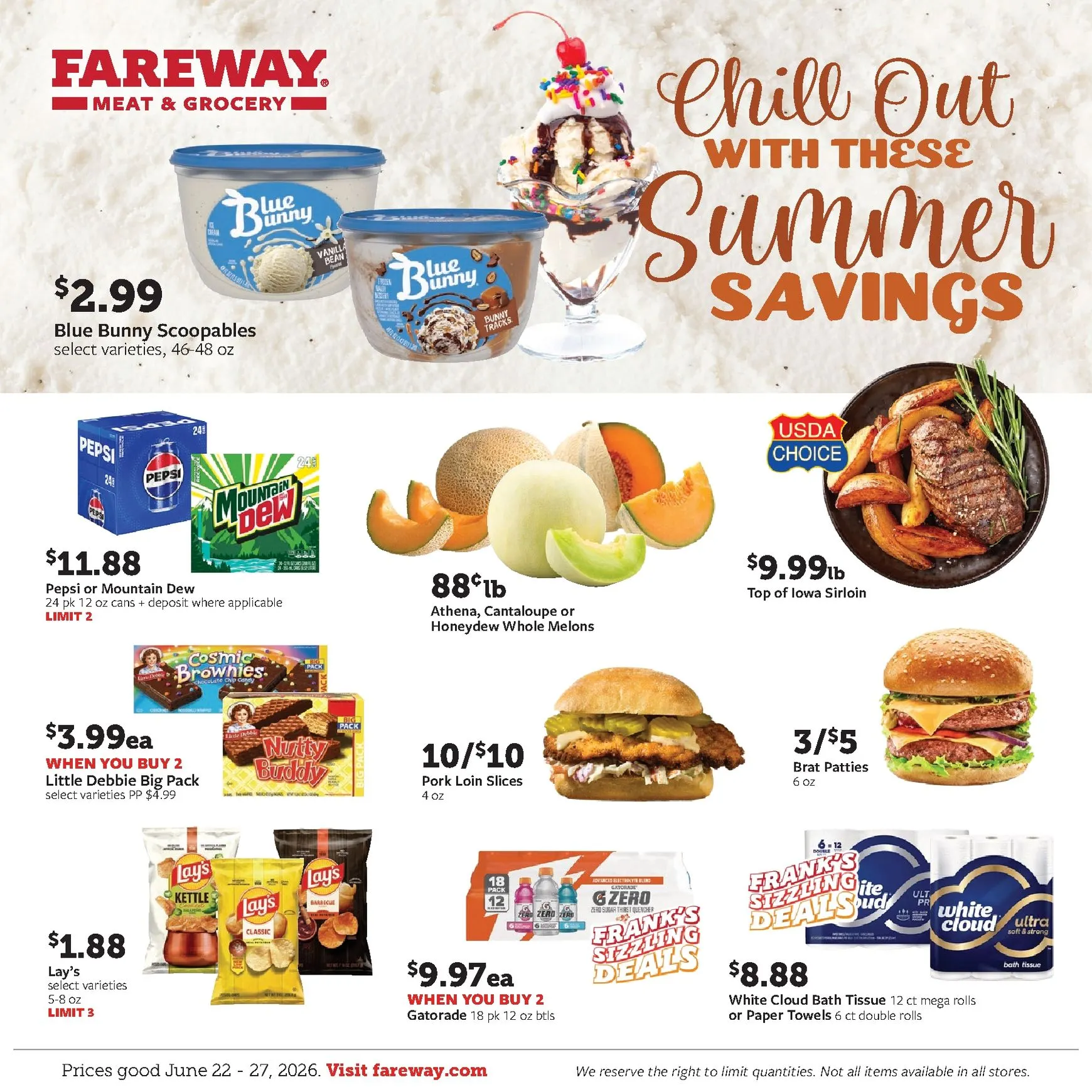 Current Fareway leaflet valid from Monday 06/22/2026 to Saturday 06/27/2026