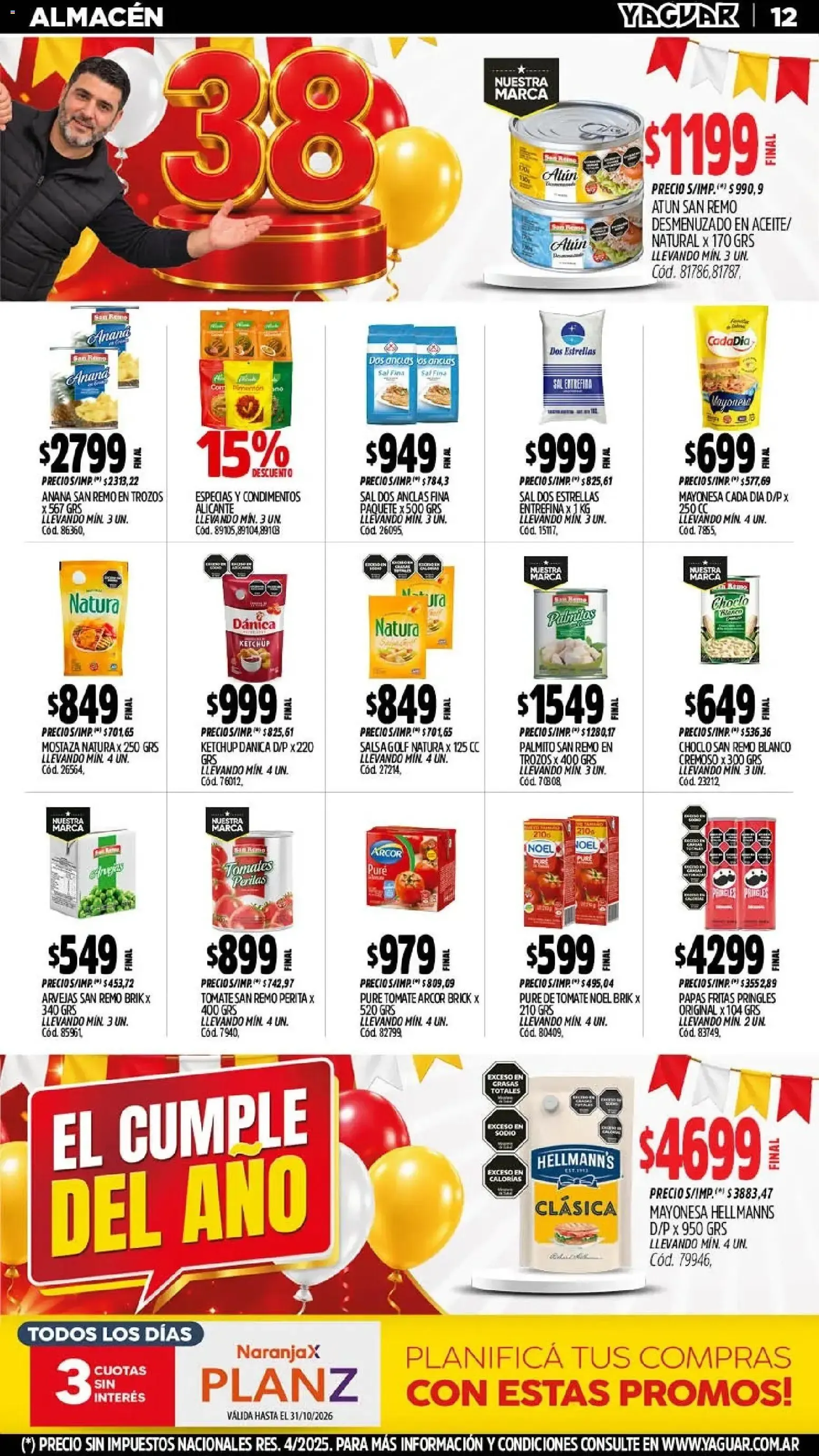 Ofertas de Mayorista Yaguar - El Cumple del Año 38 19 de octubre al 24 de octubre 2026 - Página 14 del catálogo