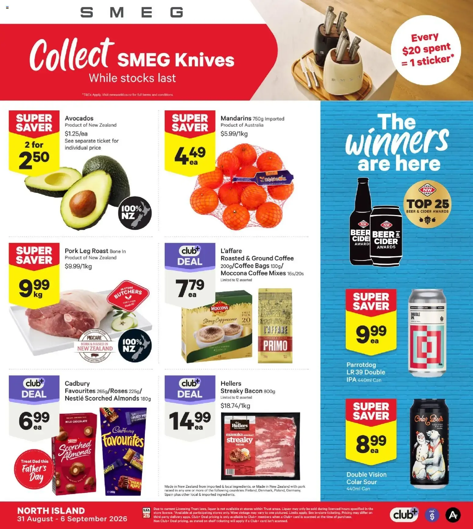 New World: Ofertas en comestibles y promoción de cuchillos SMEG from 31 August to 6 September 2026 - Catalogue Page 1