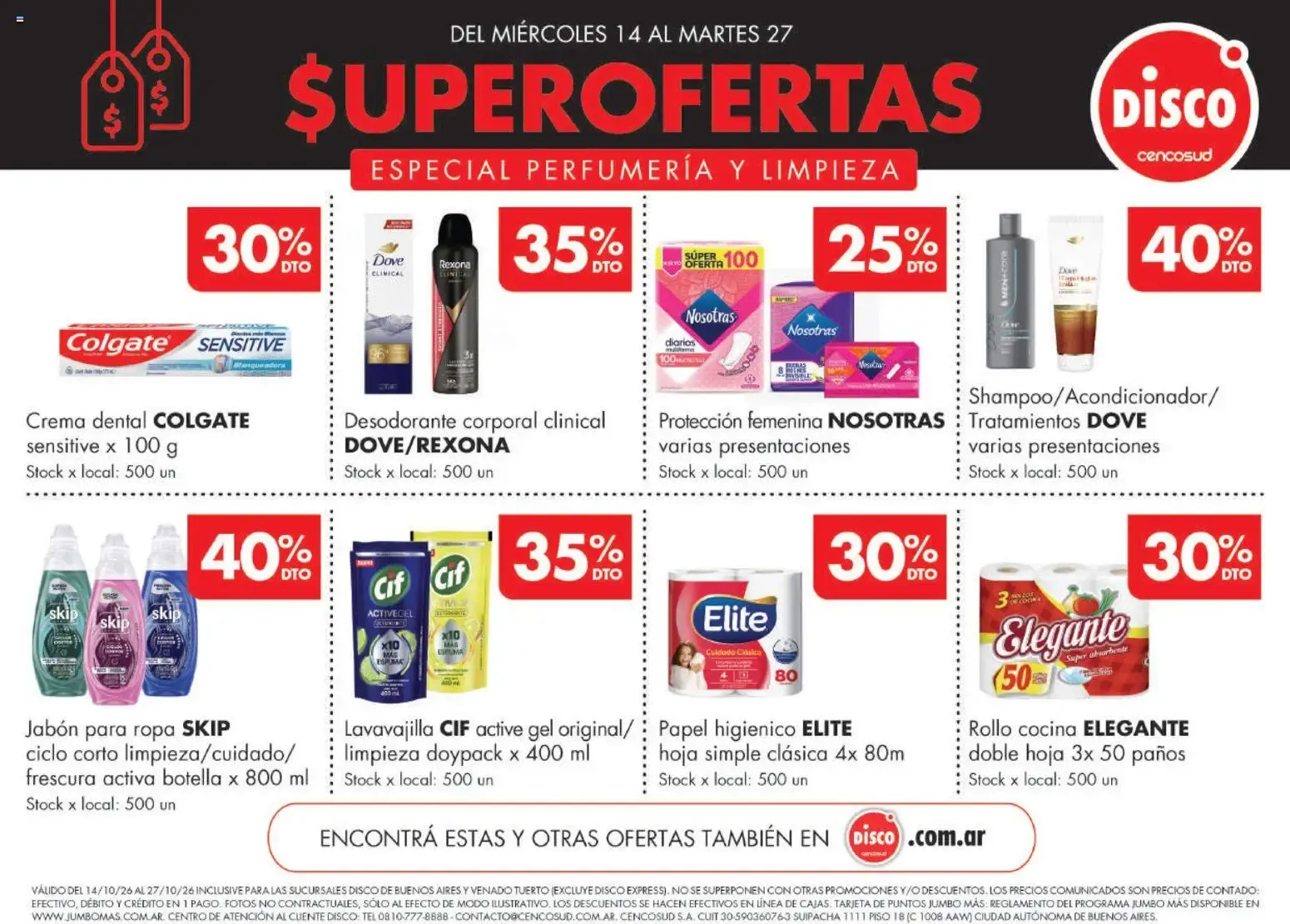 Ofertas de Disco -Especial Perfumería y Limpieza del 14/10/2026 - 27/10/2026 14 de octubre al 27 de octubre 2026 - Página 1 del catálogo