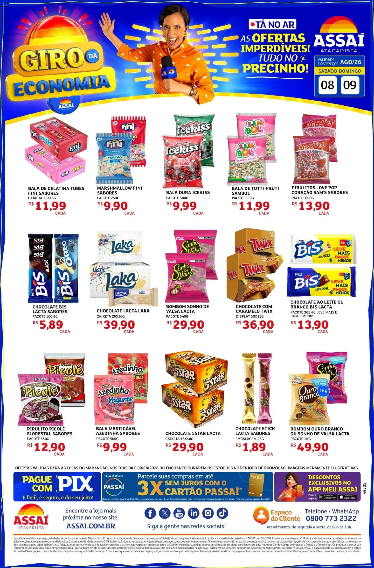 Encarte de Assaí Atacadista - Giro da Economia: Ofertas Imperdíveis de Doces e Guloseimas 8 de agosto até 9 de agosto 2026 - Pagina 1