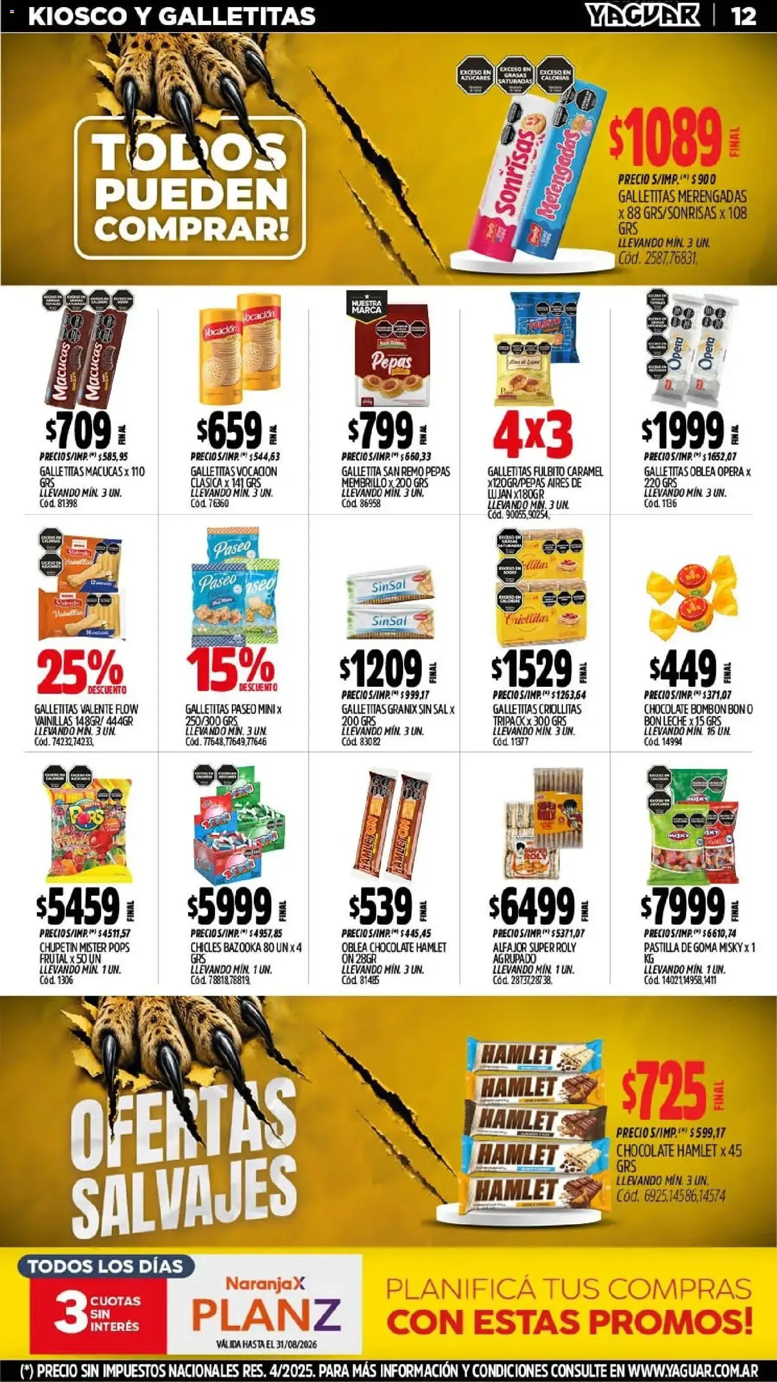 Ofertas de MAYORISTA YAGUAR OFERTAS SALVAJES 3 de agosto al 8 de agosto 2026 - Página 12 del catálogo