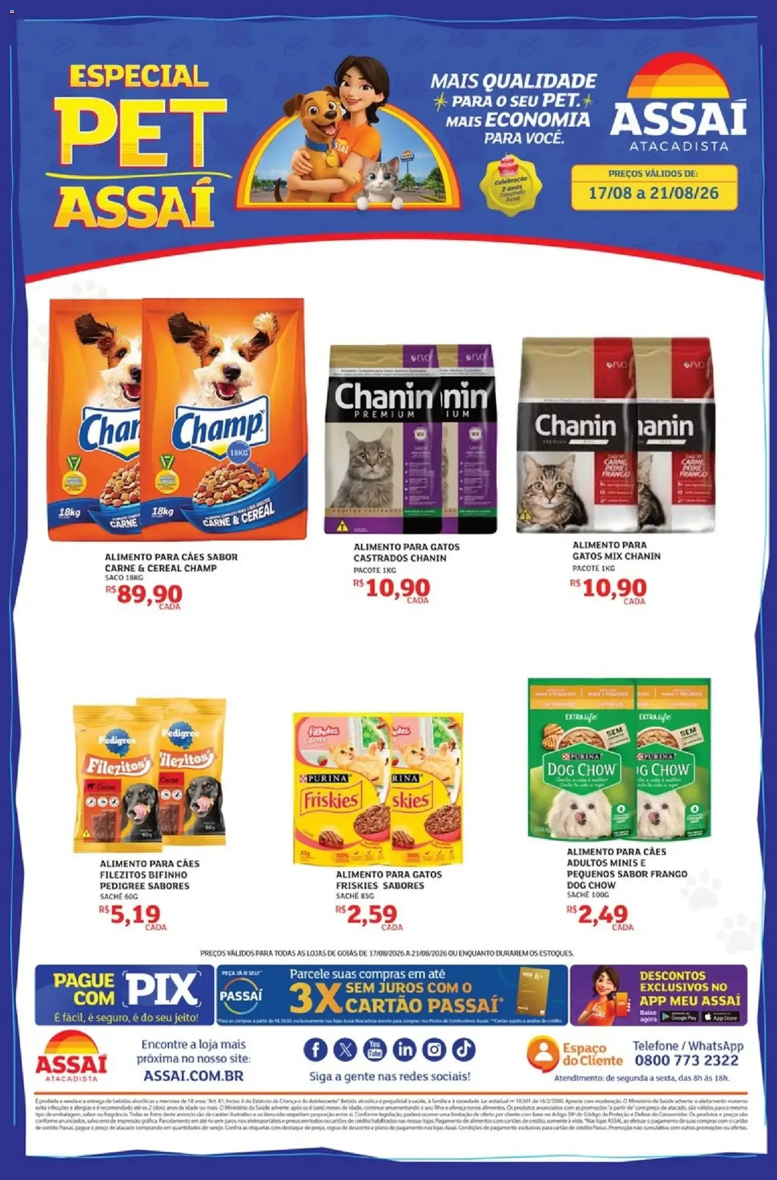 Encarte de Especial Pet Assaí Atacadista 17 de agosto até 21 de agosto 2026 - Pagina 1