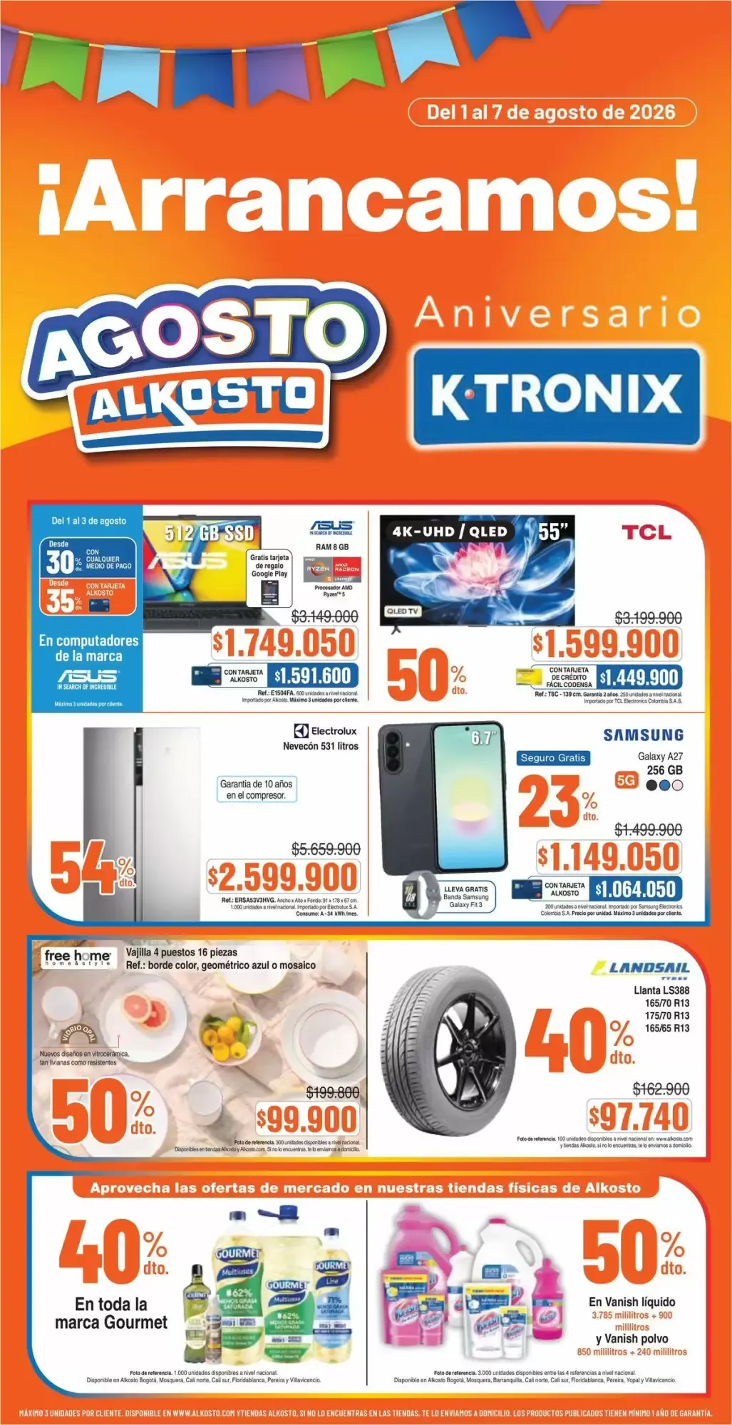 Catalogo de AGOSTO ALKOSTO Aniversario K-TRONIX 1 de agosto al 7 de agosto 2026 - Pag 1