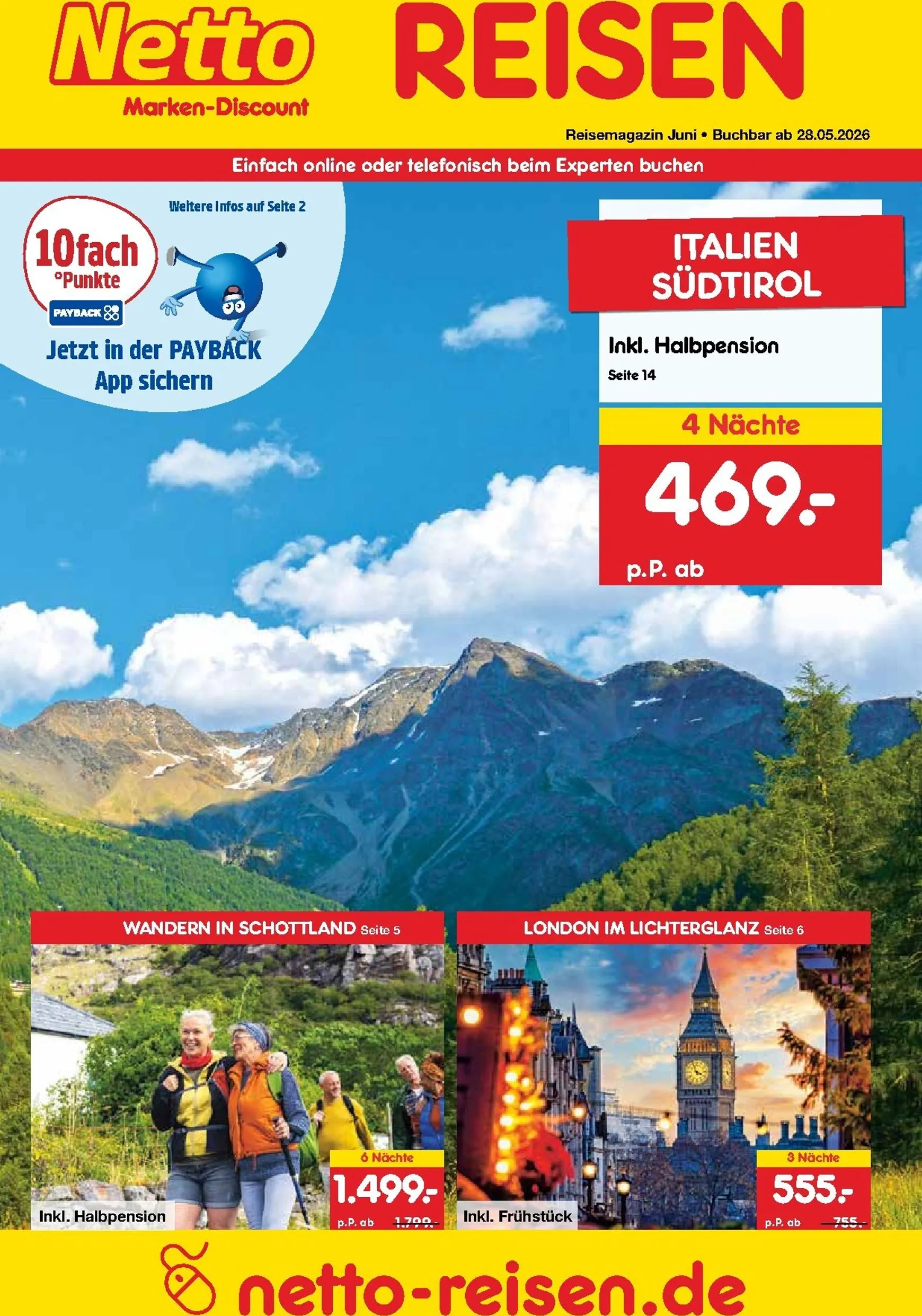 Netto Marken Discount - Reise-Angebote Prospekt – von Donnerstag 28.05.2026 bis Dienstag 30.06.2026 von 28. Mai bis 30. Juni 2026 - Prospekt seite 1