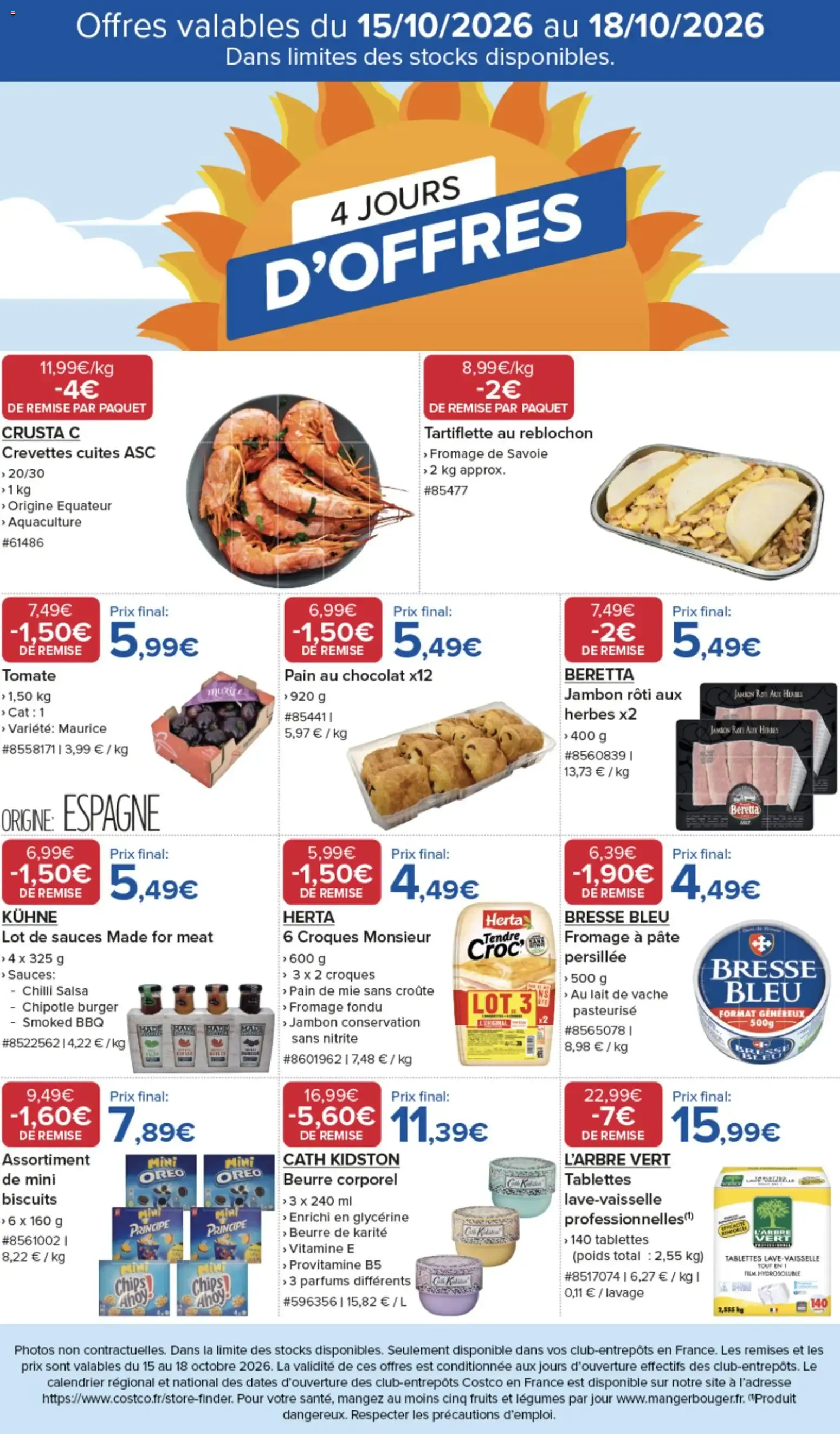 Costco 4 jours d'offres à partir du 15/10/2026 - promo en ligne du 15 octobre au 18 octobre 2026 - Catalogue page 1