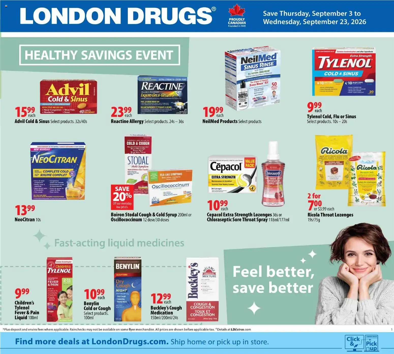 London Drugs flyer - Healthy Savings Event from Sep 3, 2026 > weekly specials & deals from September 3 to September 23 2026 - flyer page 1
