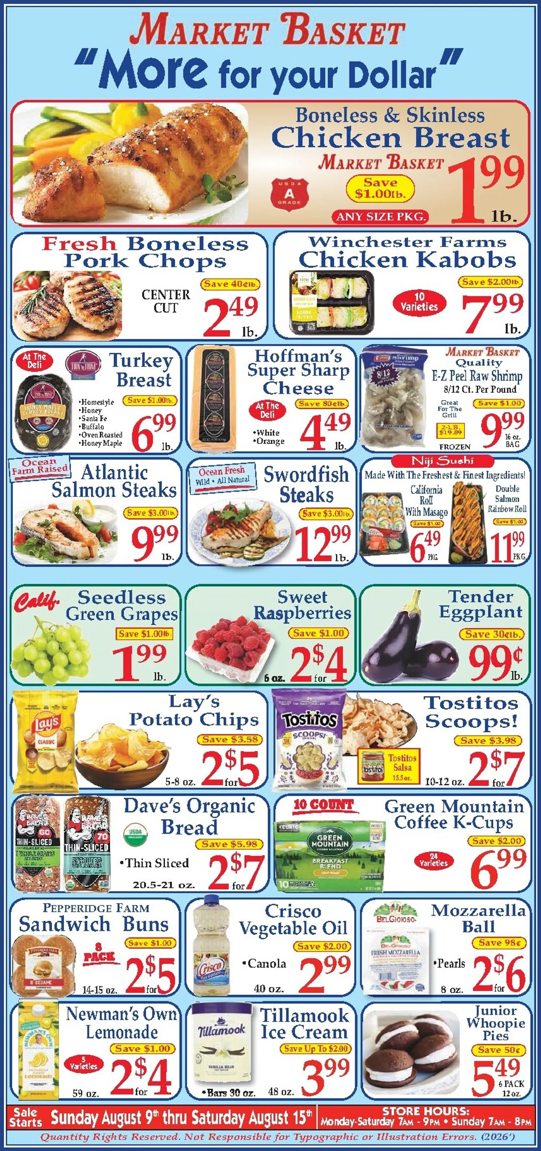 Weekly ad Current Market Basket leaflet valid from Sunday 08/09/2026 to Saturday 08/15/2026 from August 9 to August 15 2026 - Page 1