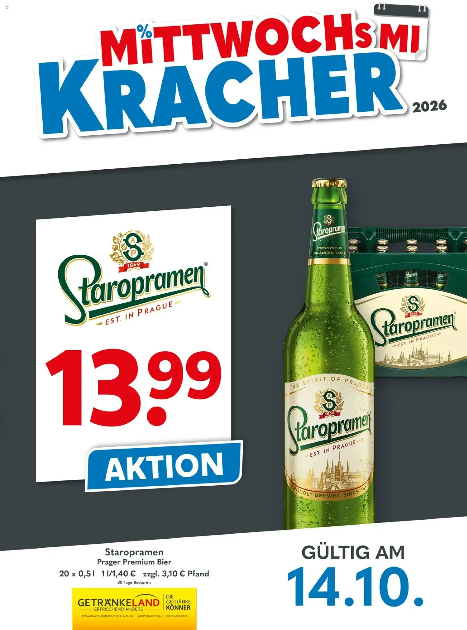 Getränkeland Mittwochs Kracher (ab 14.10.2026) zum Blättern von 14. Oktober bis 14. Oktober 2026 - Prospekt seite 1