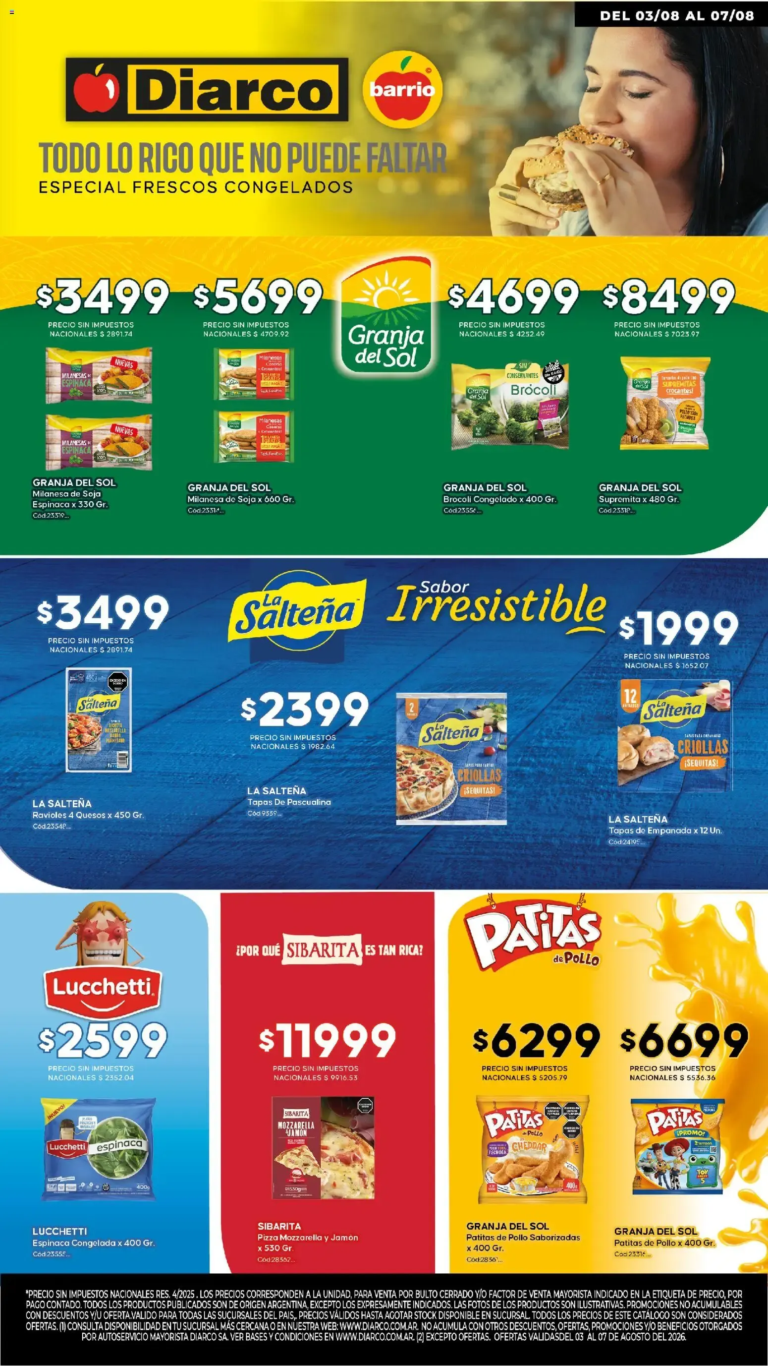 Ofertas de Diarco Especial Frescos Congelados 3 de agosto al 7 de agosto 2026 - Página 1 del catálogo