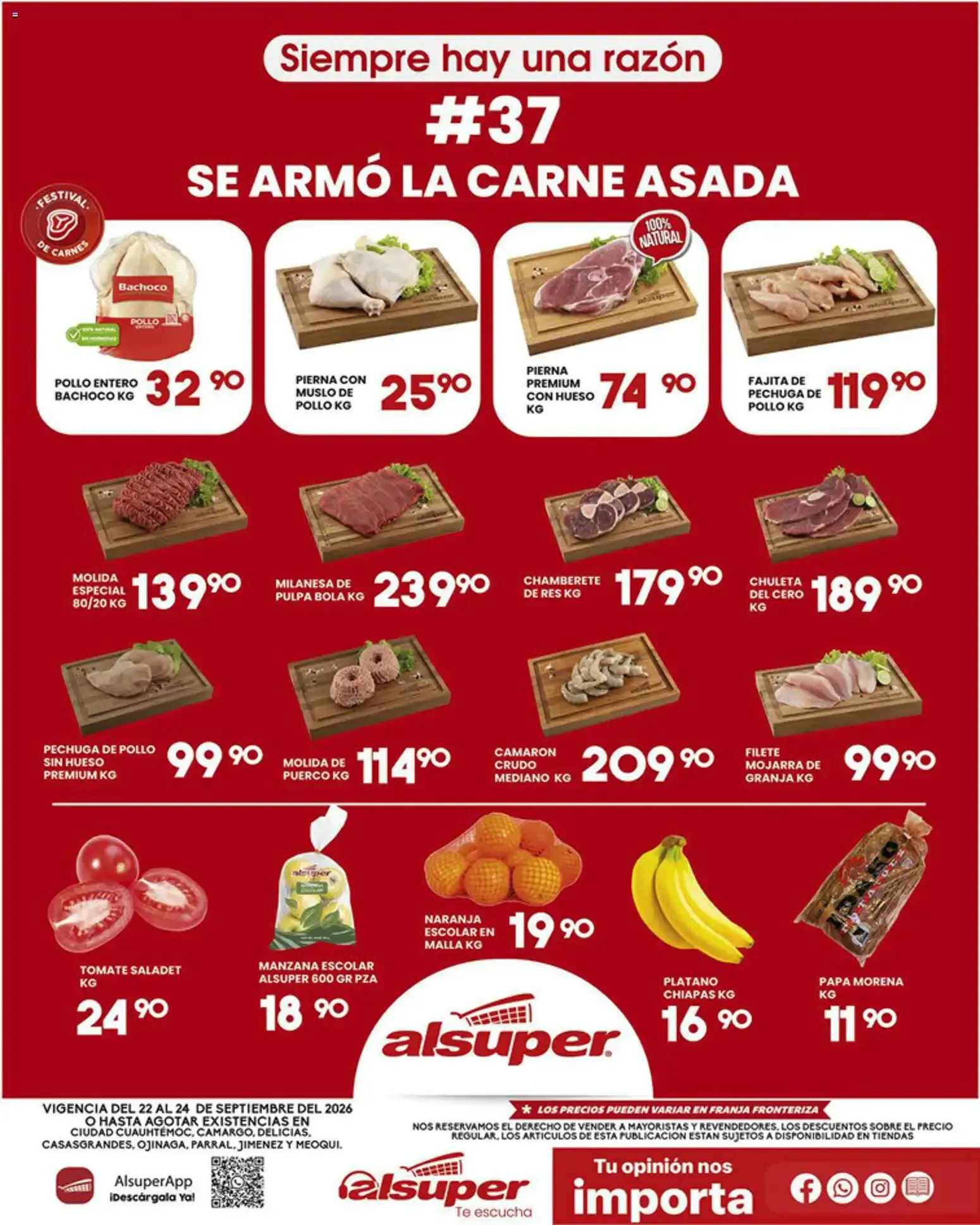 Catálogo de Alsuper: ¡Se Armó la Carne Asada! Ofertas en carnes y abarrotes 22 de septiembre al 24 de septiembre 2026 - Pagina 1