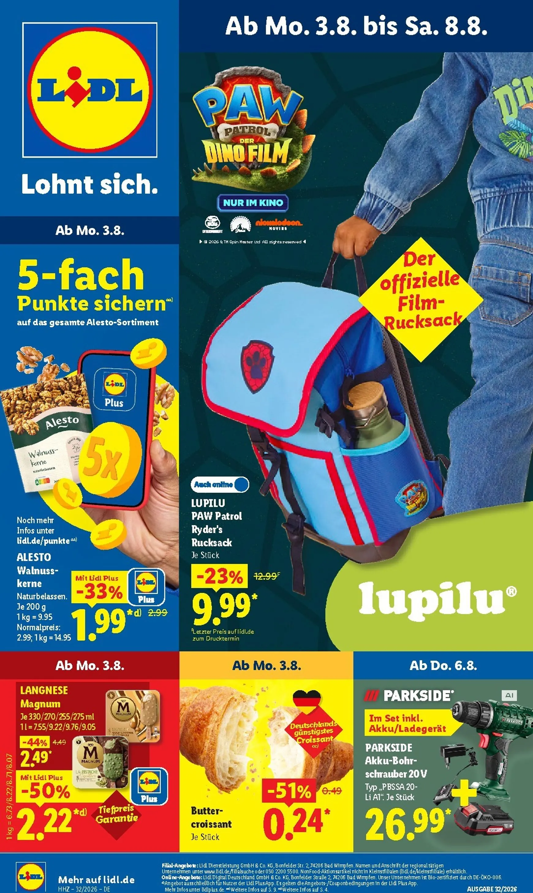 Lidl Prospekt – von Montag 03.08.2026 bis Samstag 08.08.2026 von 3. August bis 8. August 2026 - Prospekt seite 1