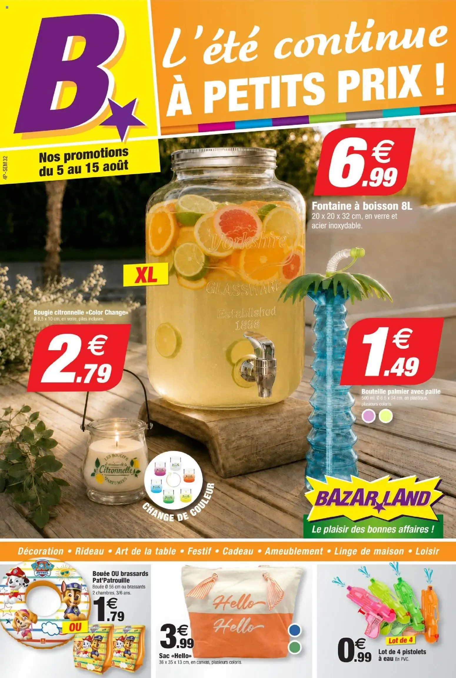 BazarLand - L'été continue à petits prix à partir du 05/08/2026 - promo en ligne du 5 août au 15 août 2026 - Catalogue page 1