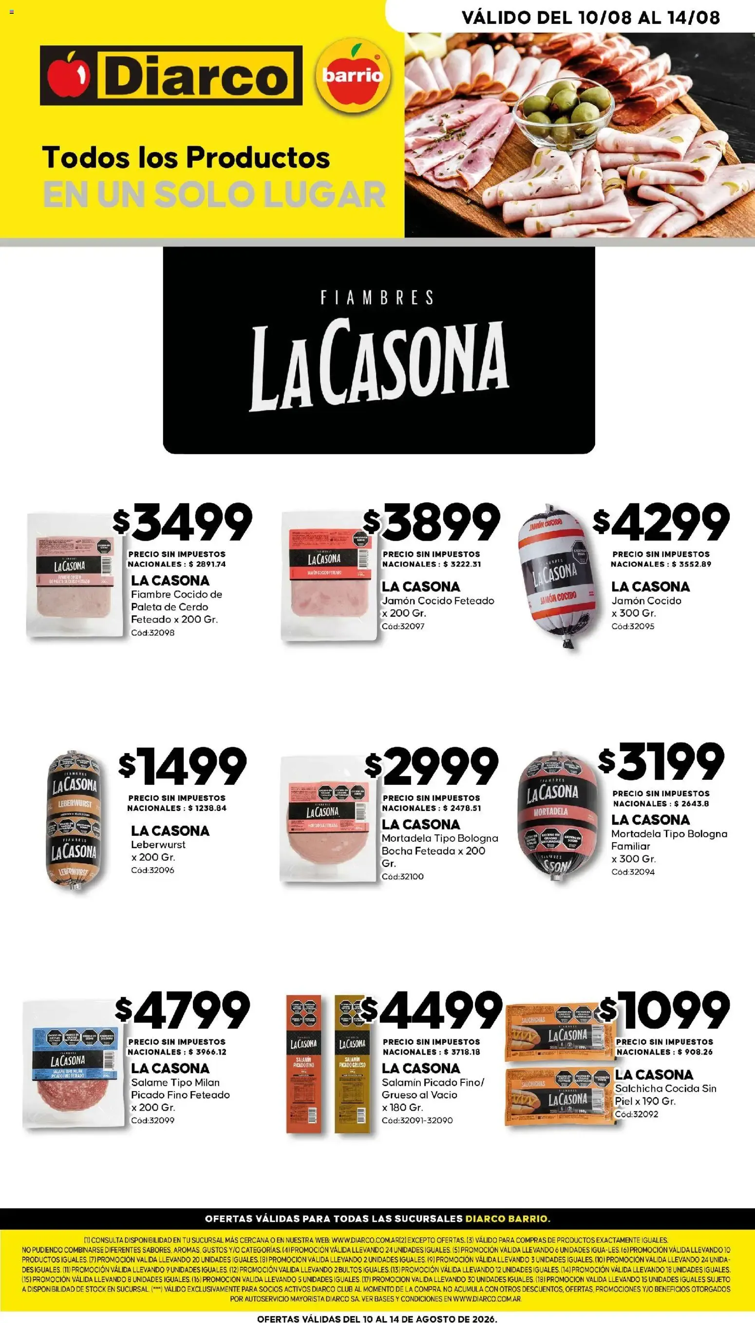 Ofertas de Diarco - Especial Fiambres del 10/08/2026 - 14/08/2026 10 de agosto al 14 de agosto 2026 - Página 1 del catálogo